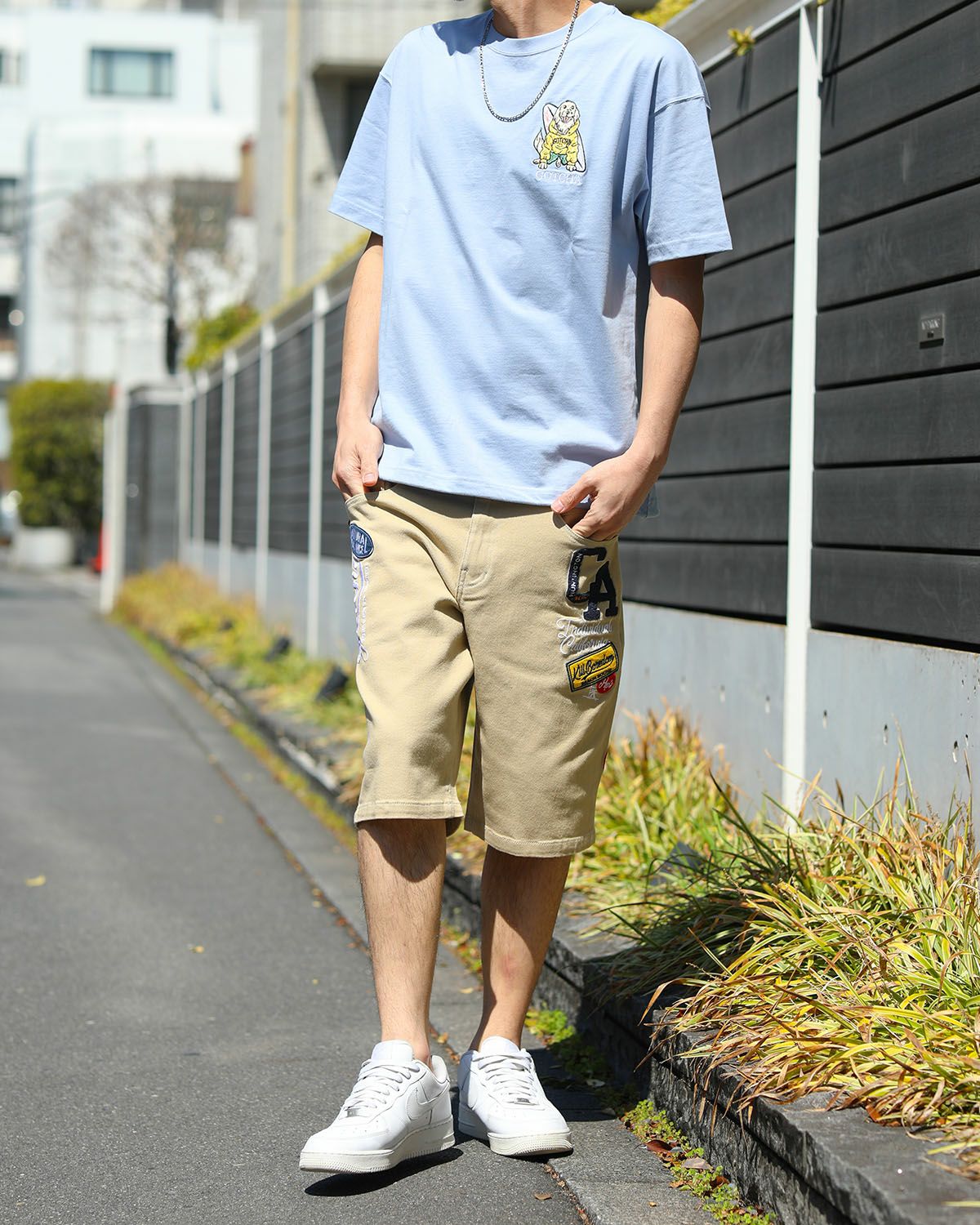 ブルー：180cm67kg(Lサイズ着用)