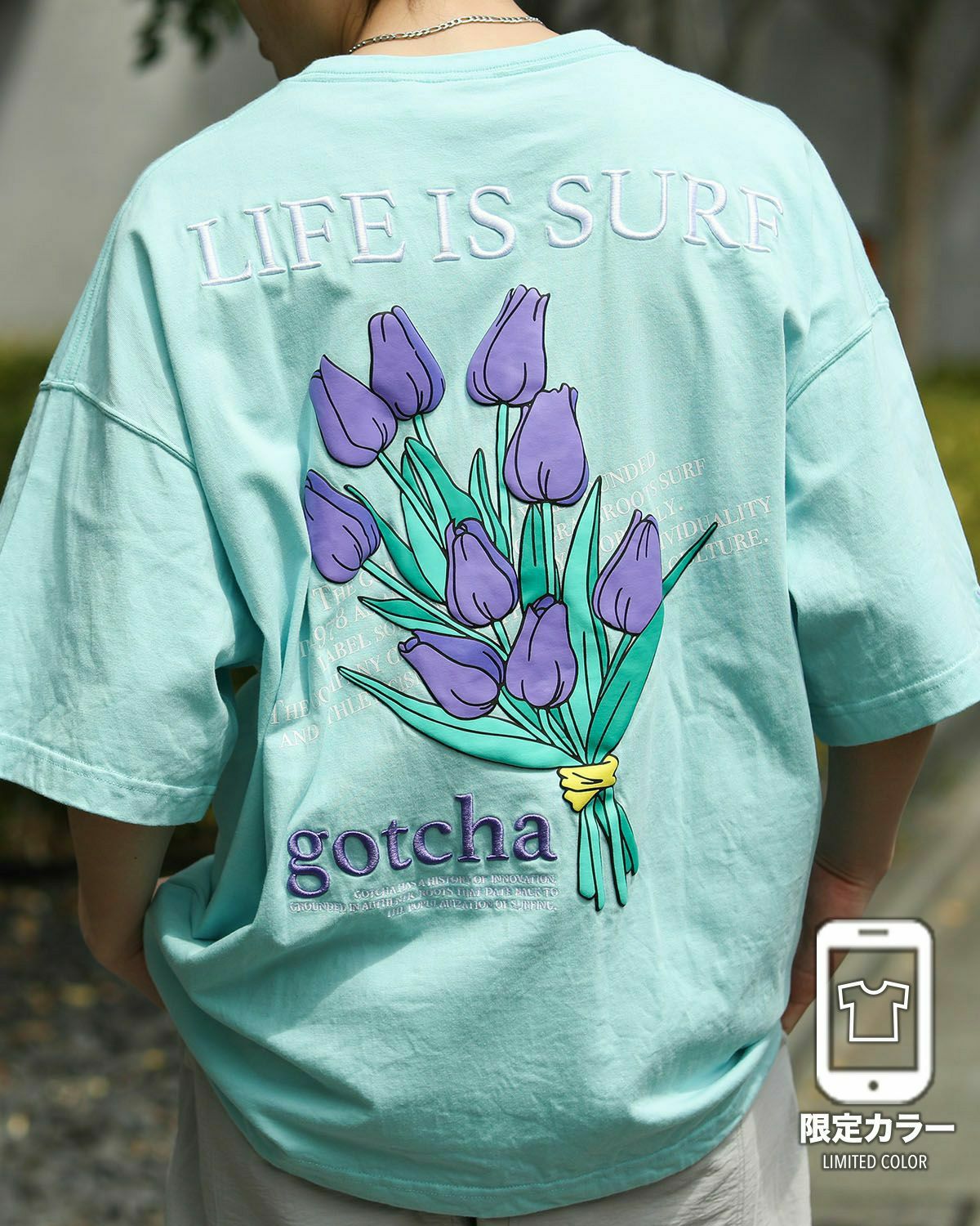 ミントグリーン：168cm55kg(Lサイズ着用)