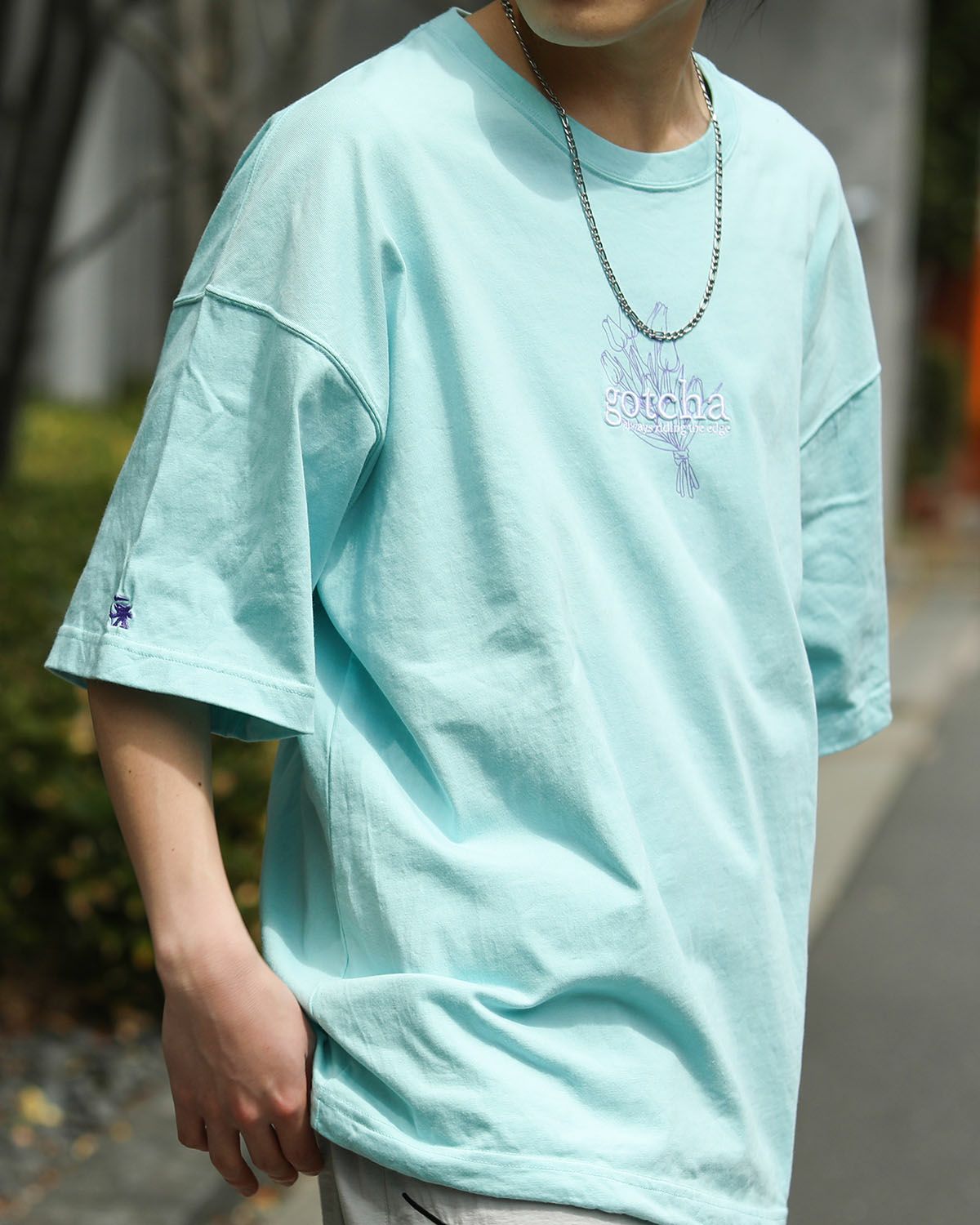 ミントグリーン：168cm55kg(Lサイズ着用)