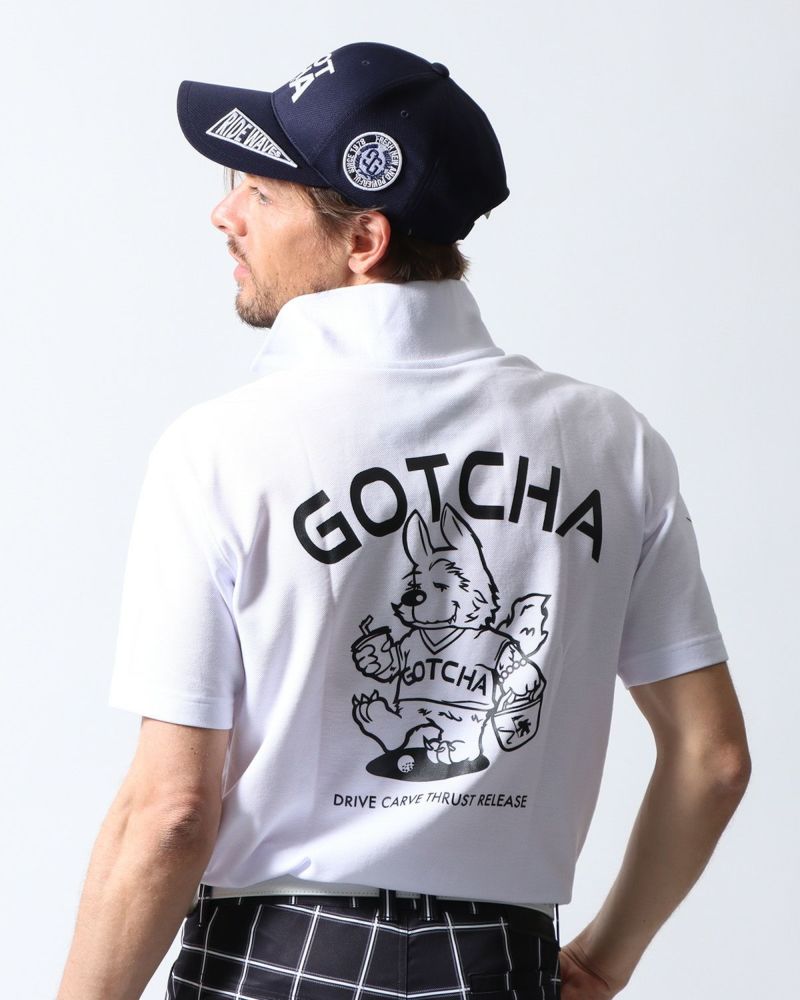 GOTCHA GOLF] ドライ リミテッド 鹿の子 ウルフ ロゴ ポロシャツ