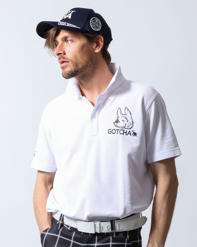 GOTCHA GOLF] ドライ リミテッド 鹿の子 ウルフ ロゴ ポロシャツ