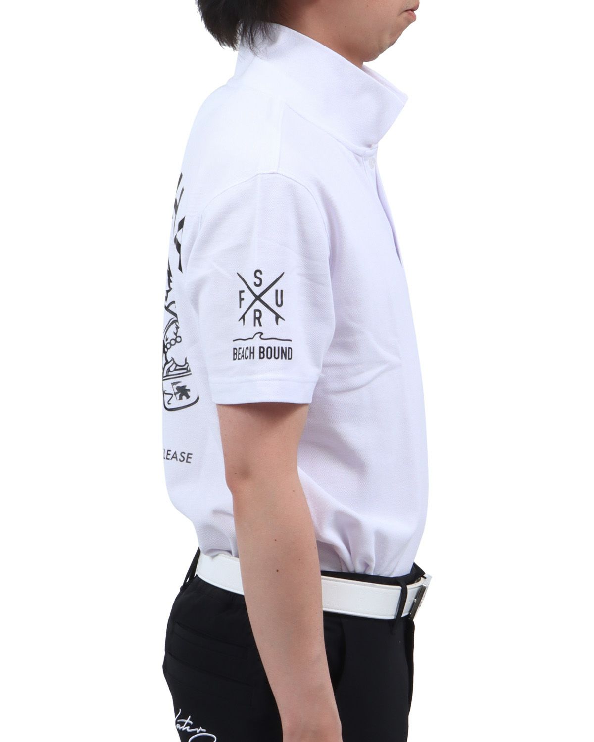 ホワイト：174cm62kg(Lサイズ着用)