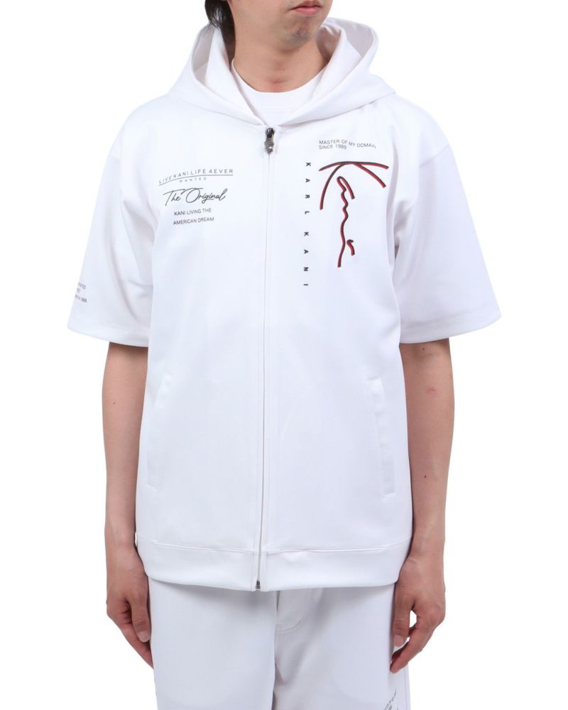 ホワイト：174cm62kg(Lサイズ着用)