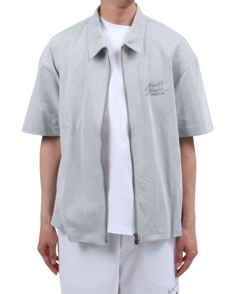 Karl Kani] ドロップショルダー ジャカード リブ 半袖 ジップ
