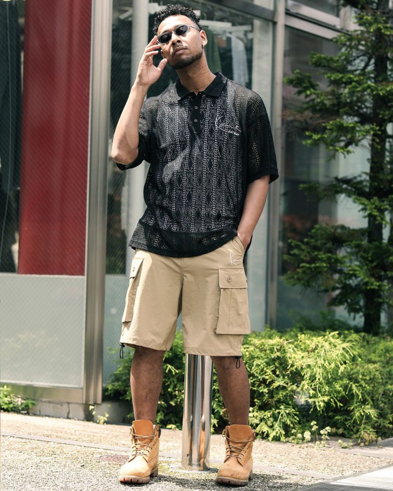 Karl Kani] ウォッシャブル ドロップショルダー 半袖 ニット