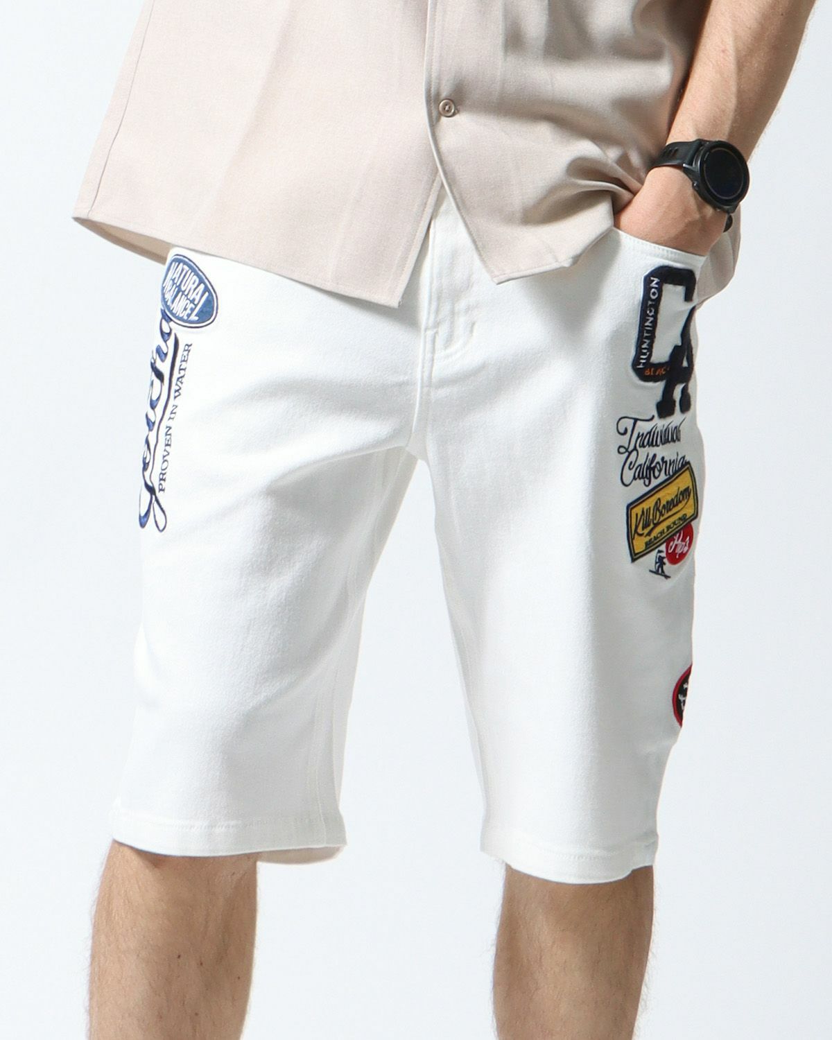 オフホワイト：183cm70kg(Lサイズ着用)