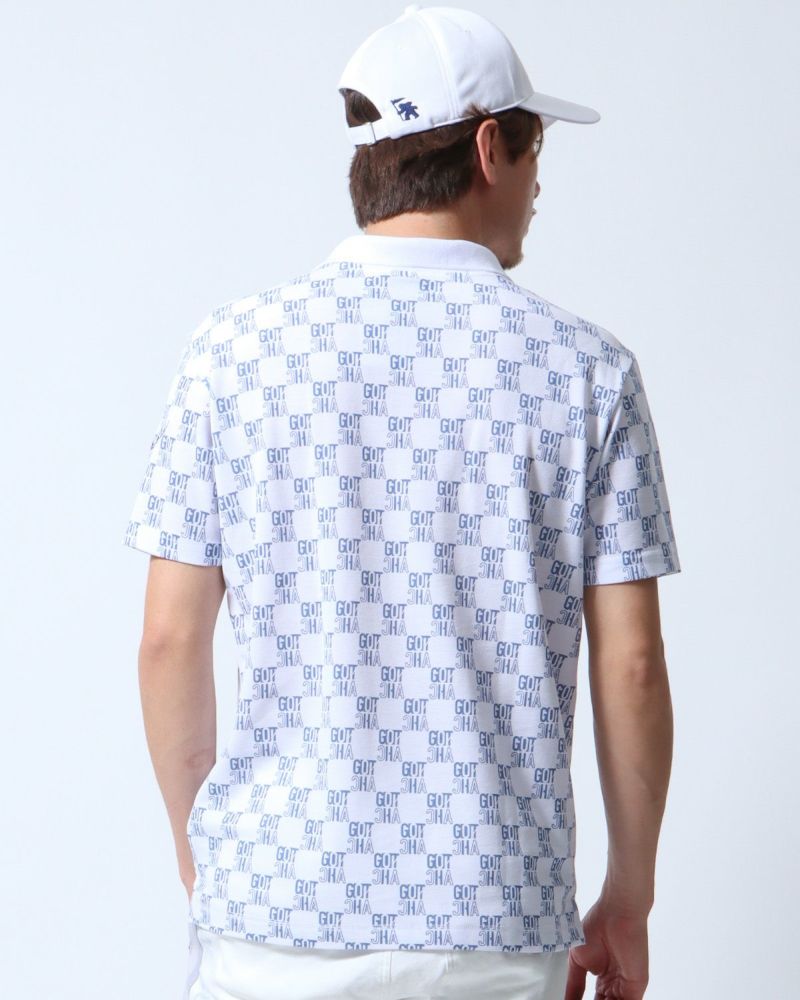 新品 1piu1uguale3 golf ポロシャツ ペイズリー バンダナ 白 ゴルフ