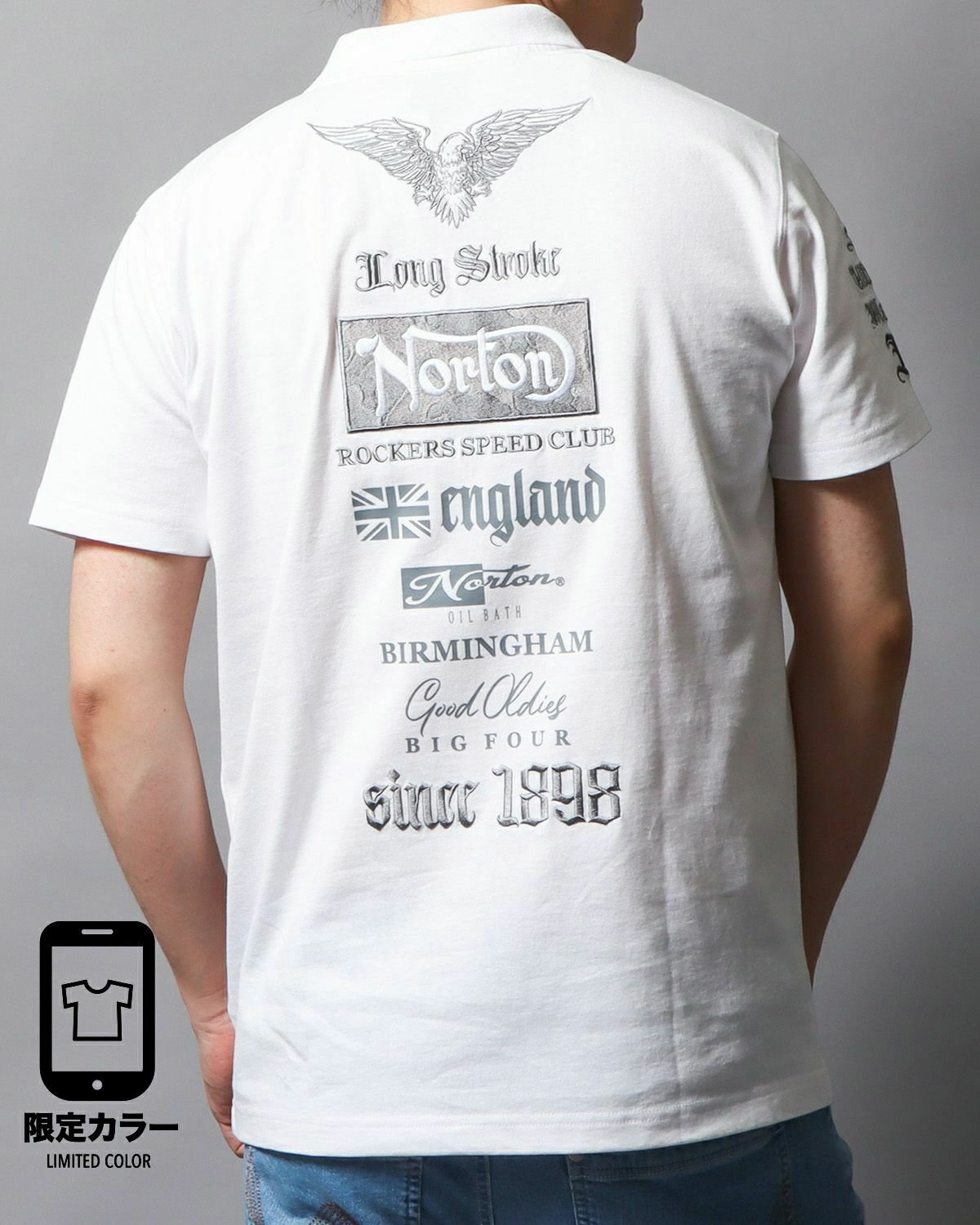 ホワイト：178cm/75kg(Lサイズ着用)