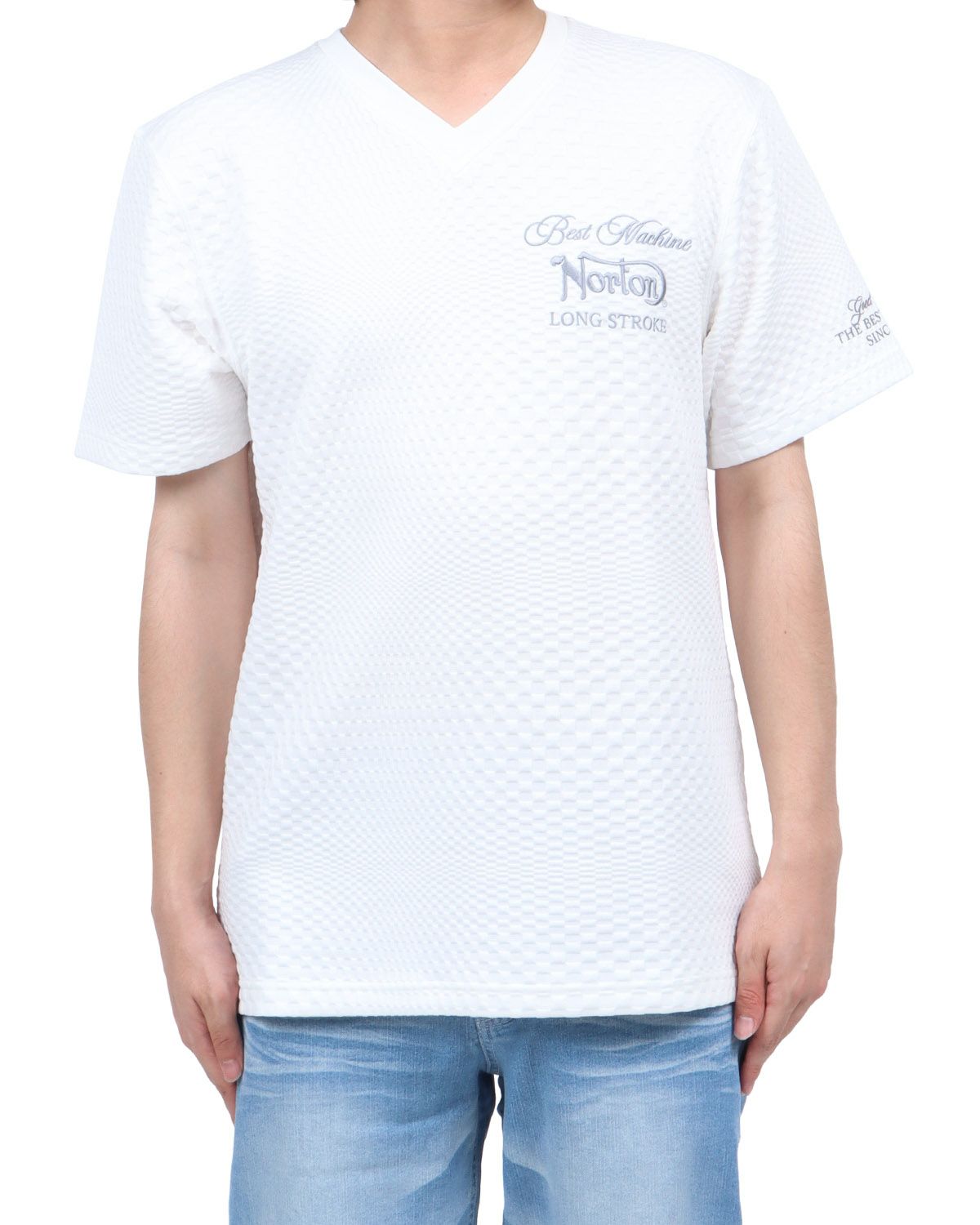 ホワイト：173cm60kg(Lサイズ着用)