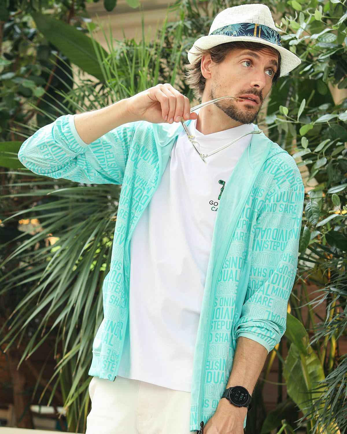 ミントグリーン：183cm/70kg(Lサイズ着用)