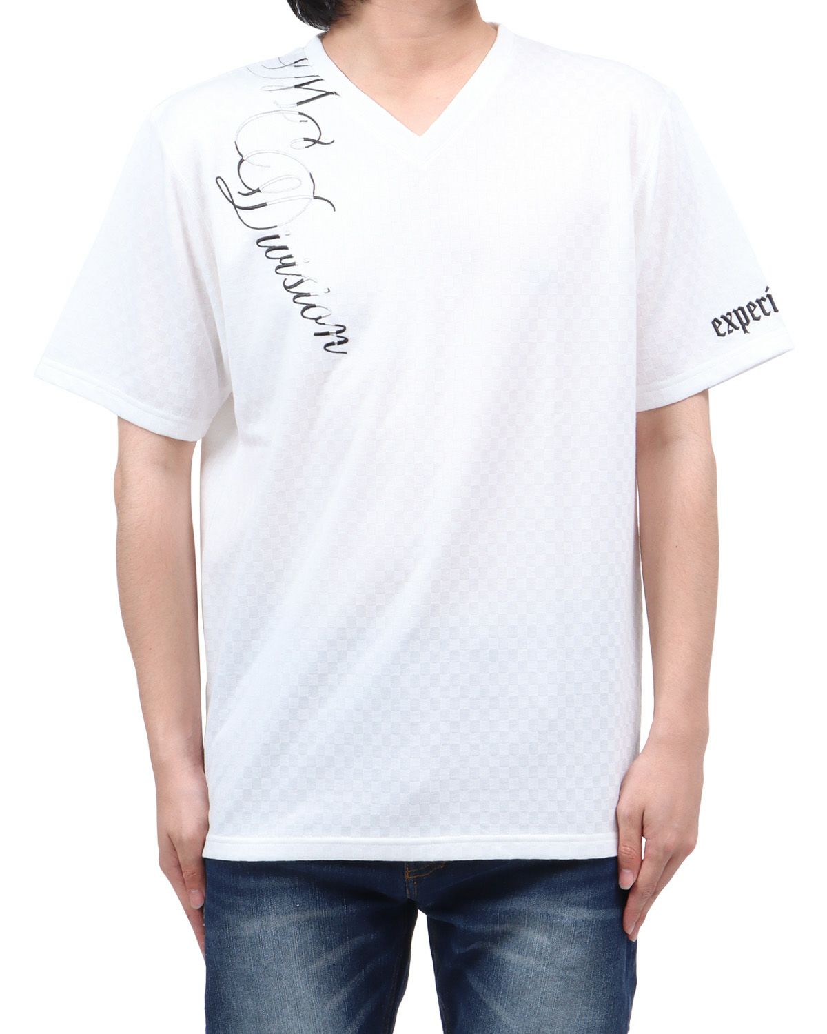 ホワイト：173cm60kg(Lサイズ着用)