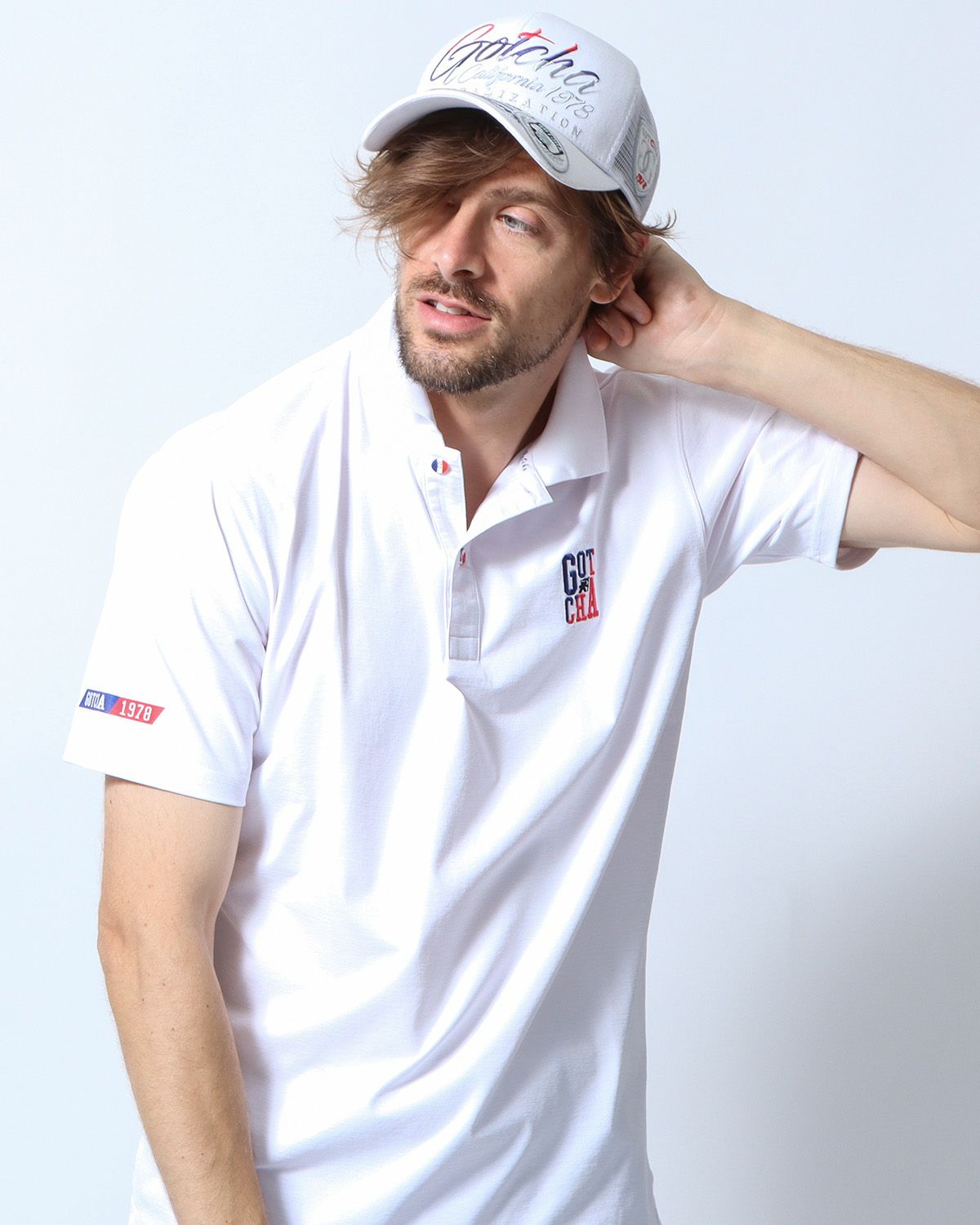 ホワイト：183cm/70kg(Lサイズ着用)