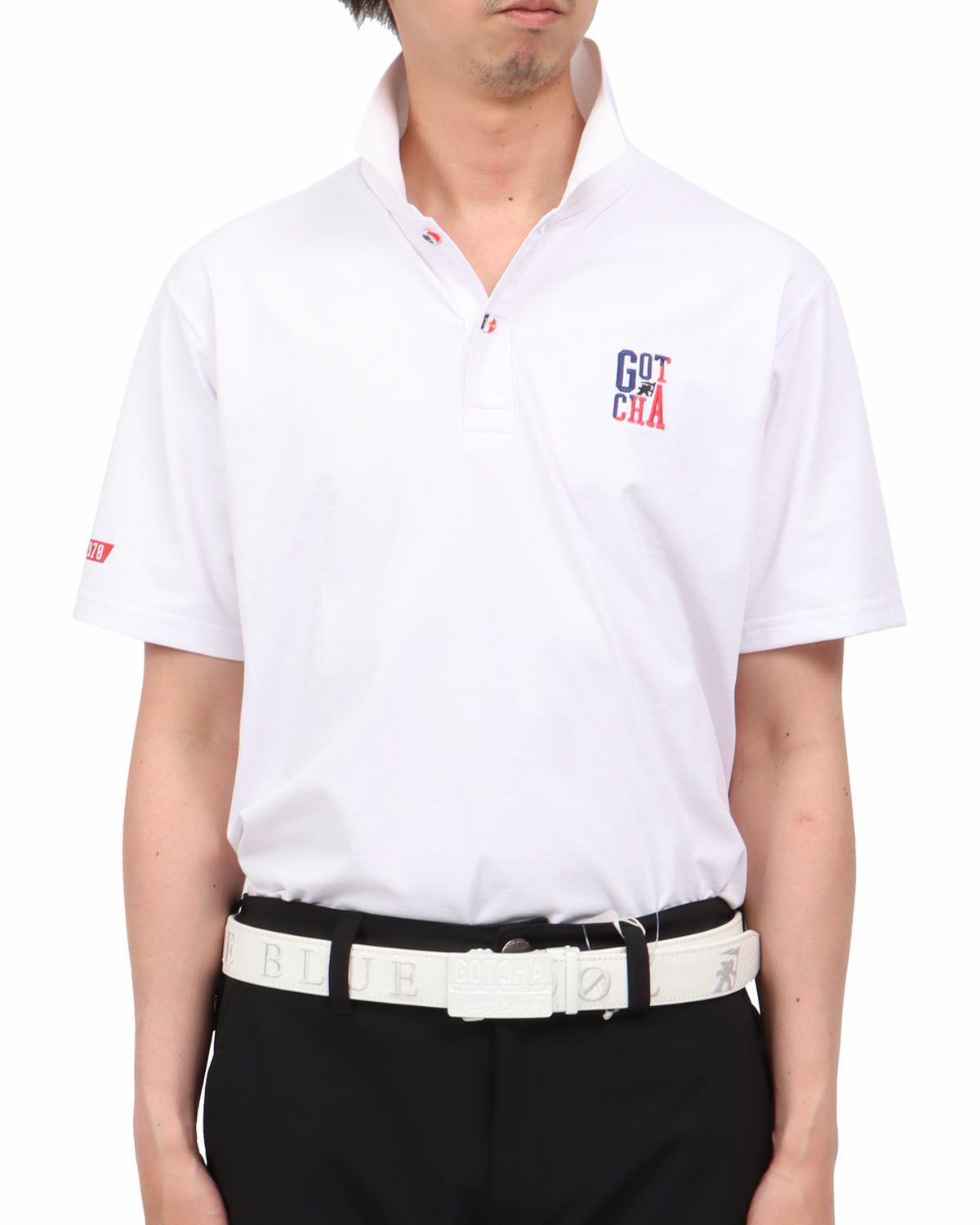 ホワイト：174cm62kg(Lサイズ着用)