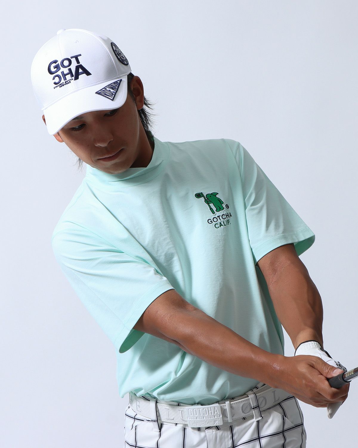 ミントグリーン：169cm/63kg(Lサイズ着用)