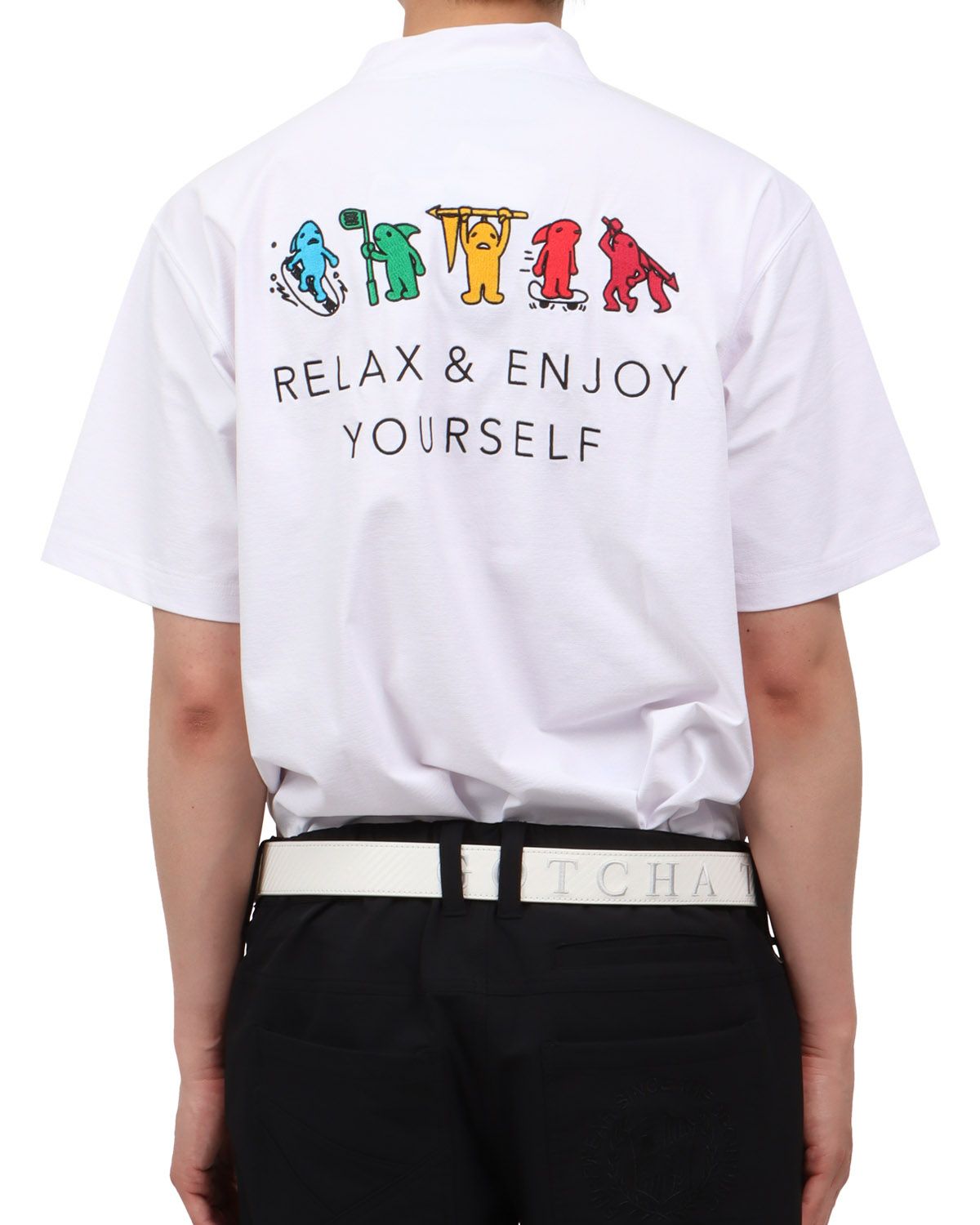 ホワイト：174cm62kg(Lサイズ着用)