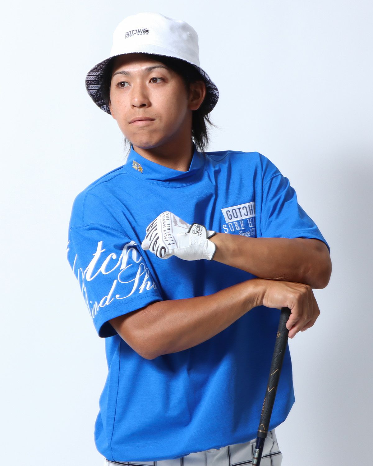 ブルー：169cm/63kg(Lサイズ着用)