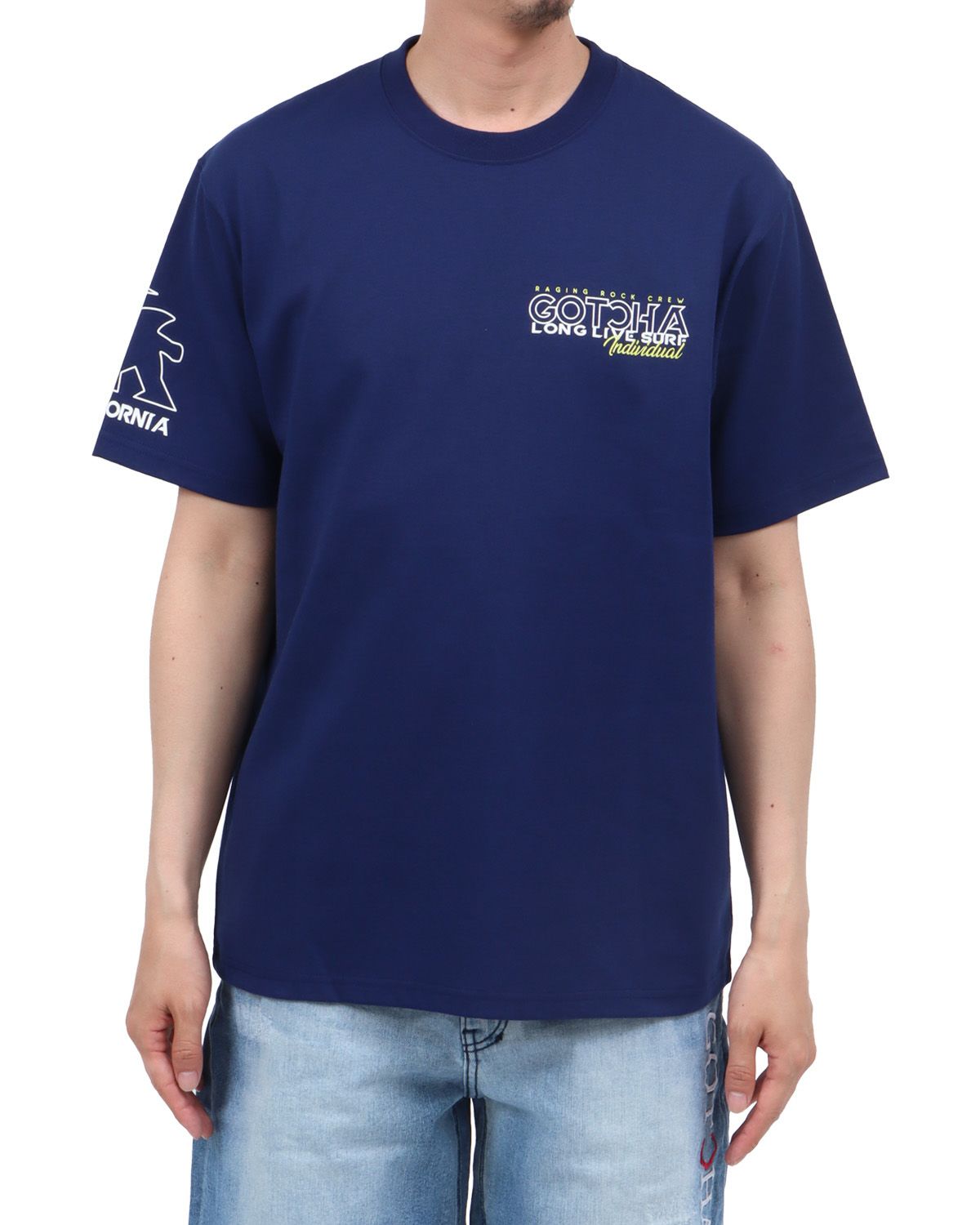 ネイビー：174cm62kg(Lサイズ着用)