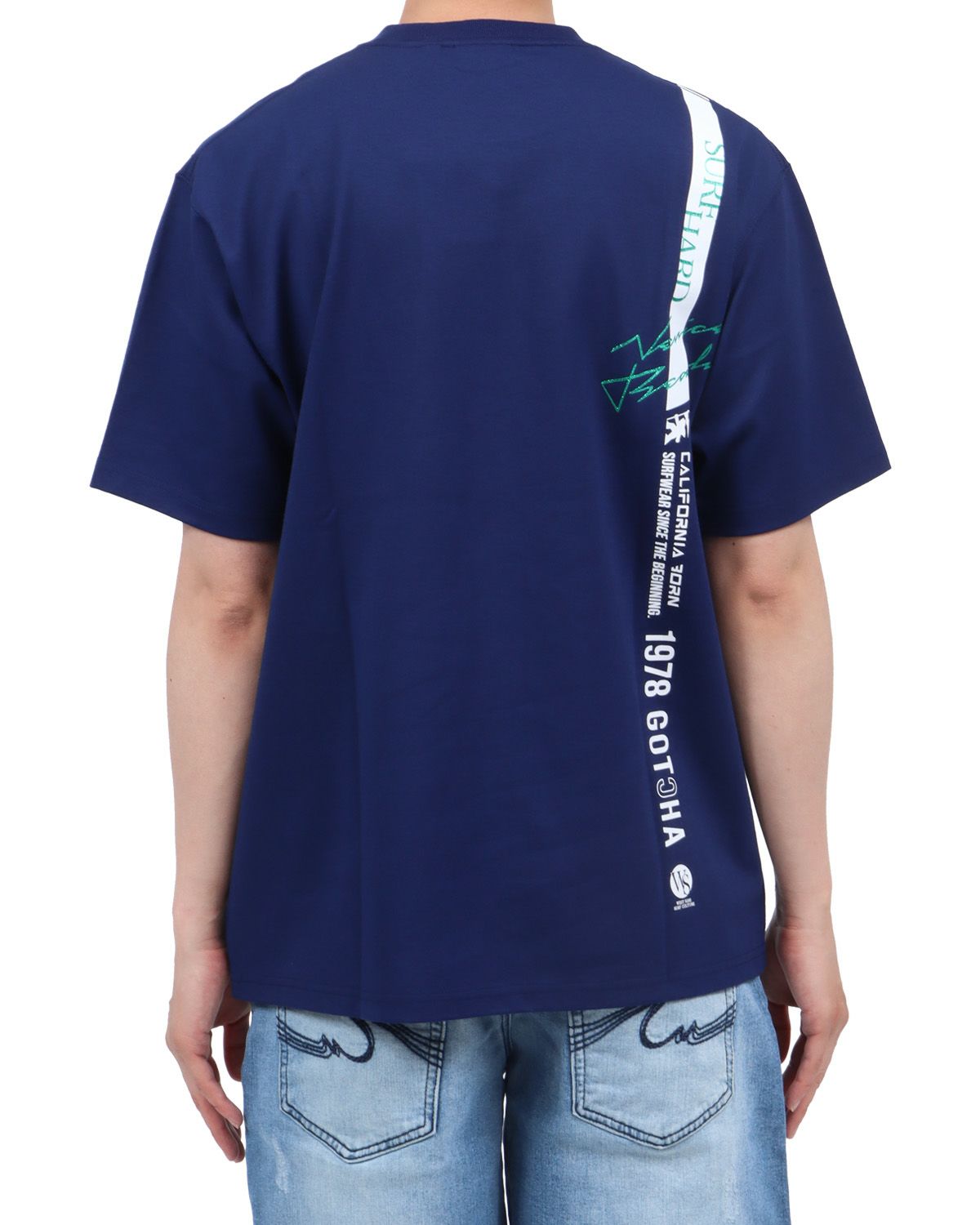 ネイビー：174cm62kg(Lサイズ着用)