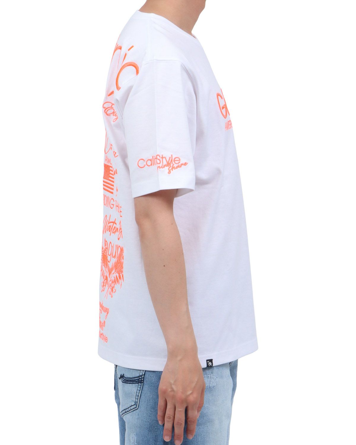 ホワイト：174cm62kg(Lサイズ着用)