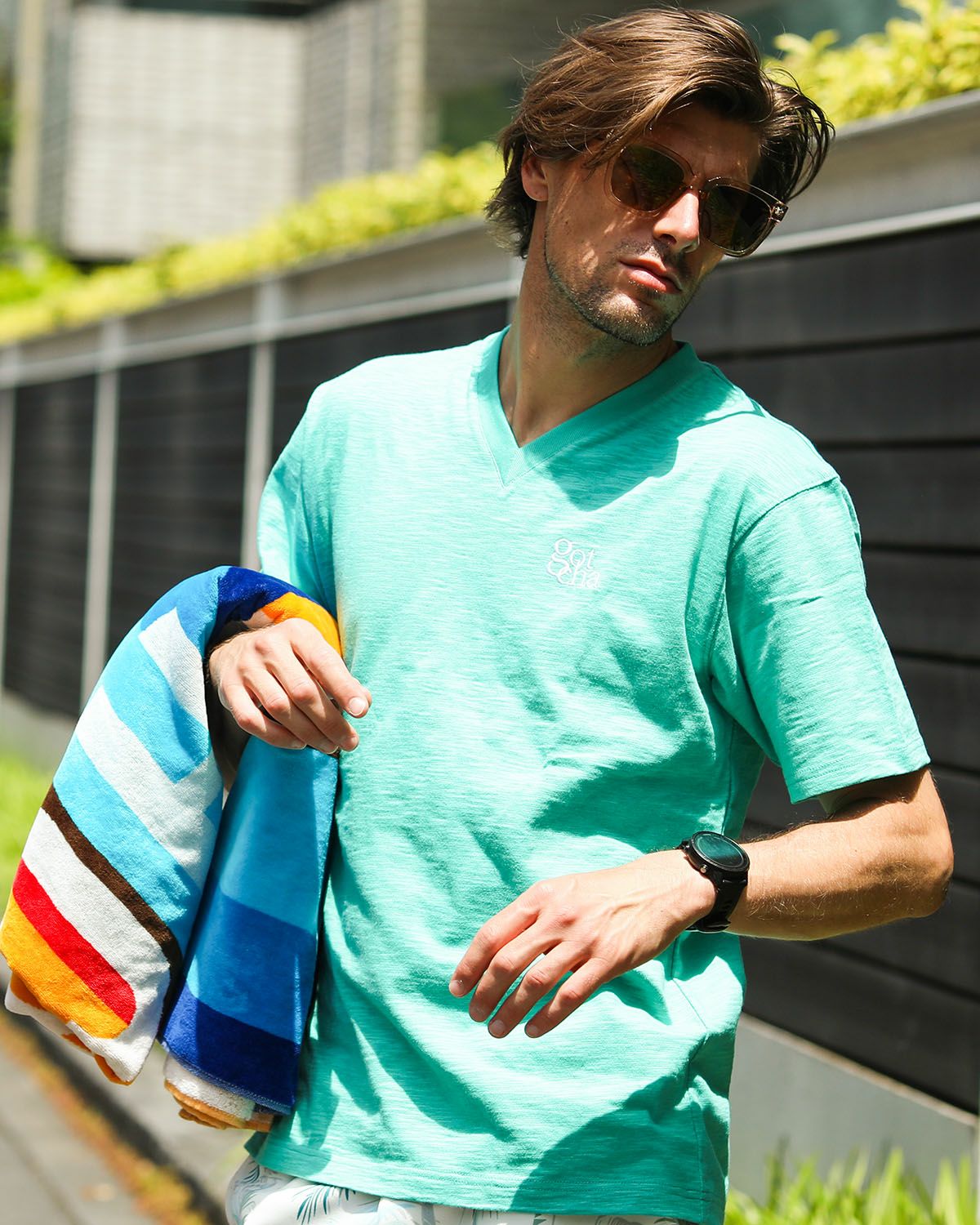 ミントグリーン：183cm/70kg(Lサイズ着用)