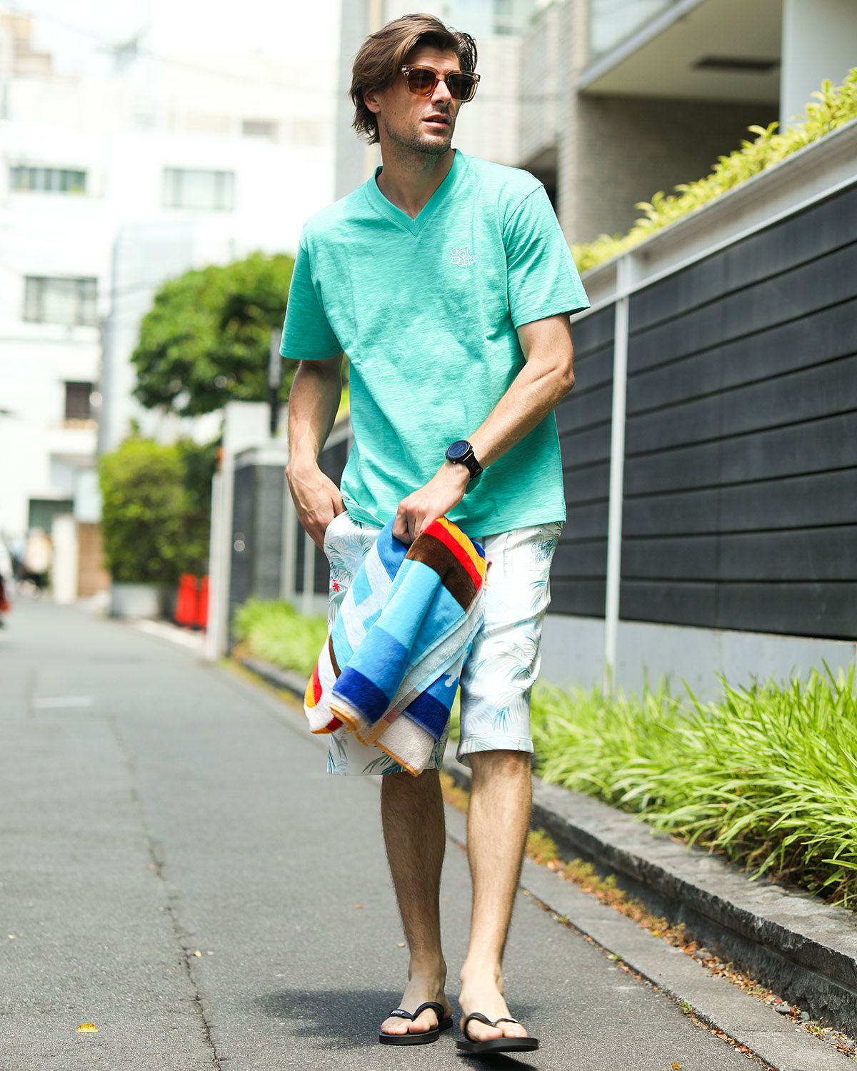 ミントグリーン：183cm/70kg(Lサイズ着用)