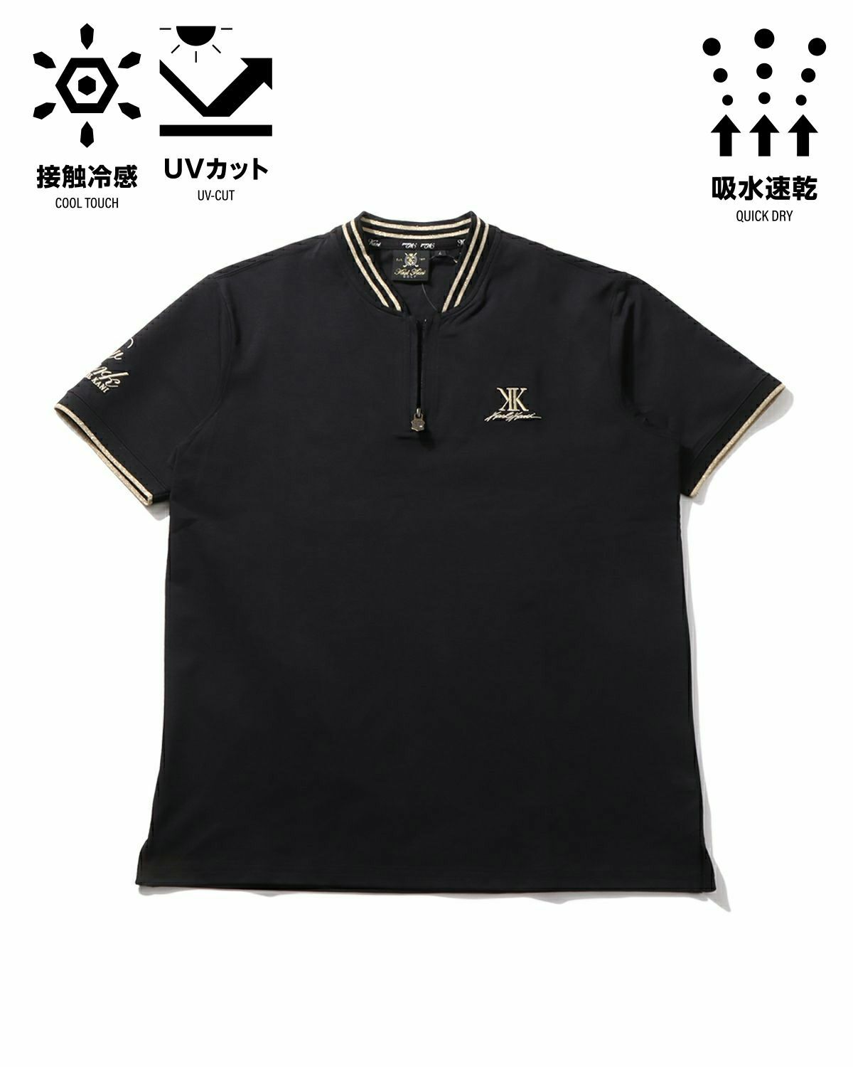 Karl Kani GOLF] ドライ 千鳥 ジャカード ハーフジップ Tシャツ