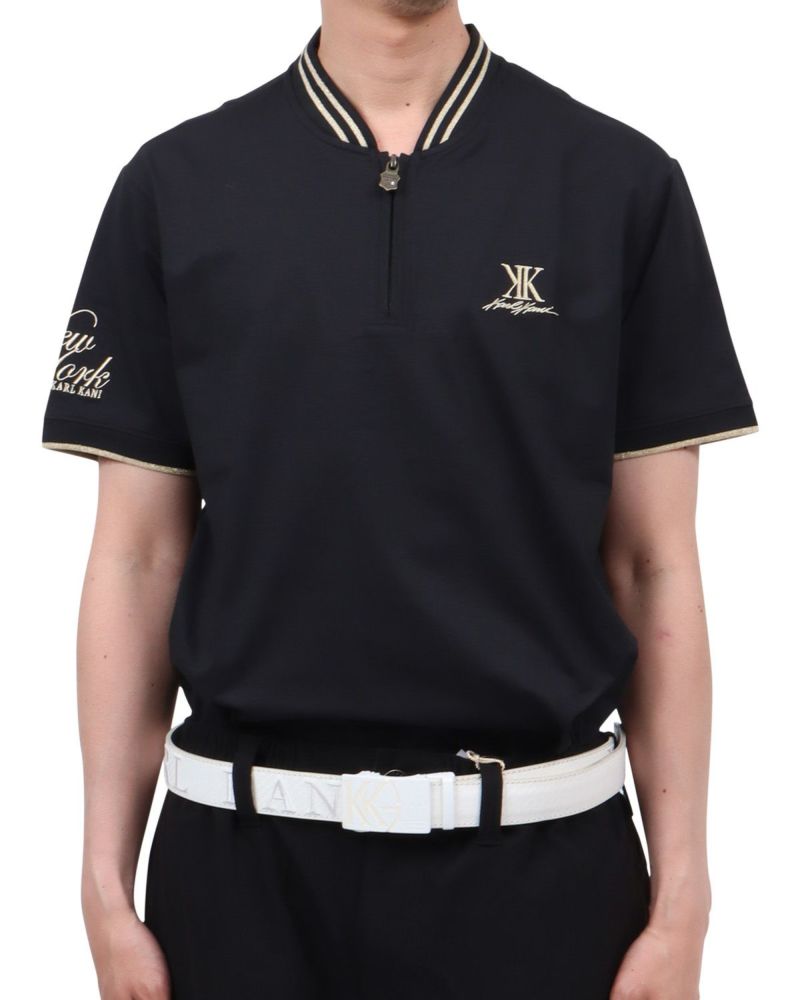 Karl Kani GOLF] ハイブリッド 多機能 衿リブ ハーフジップ