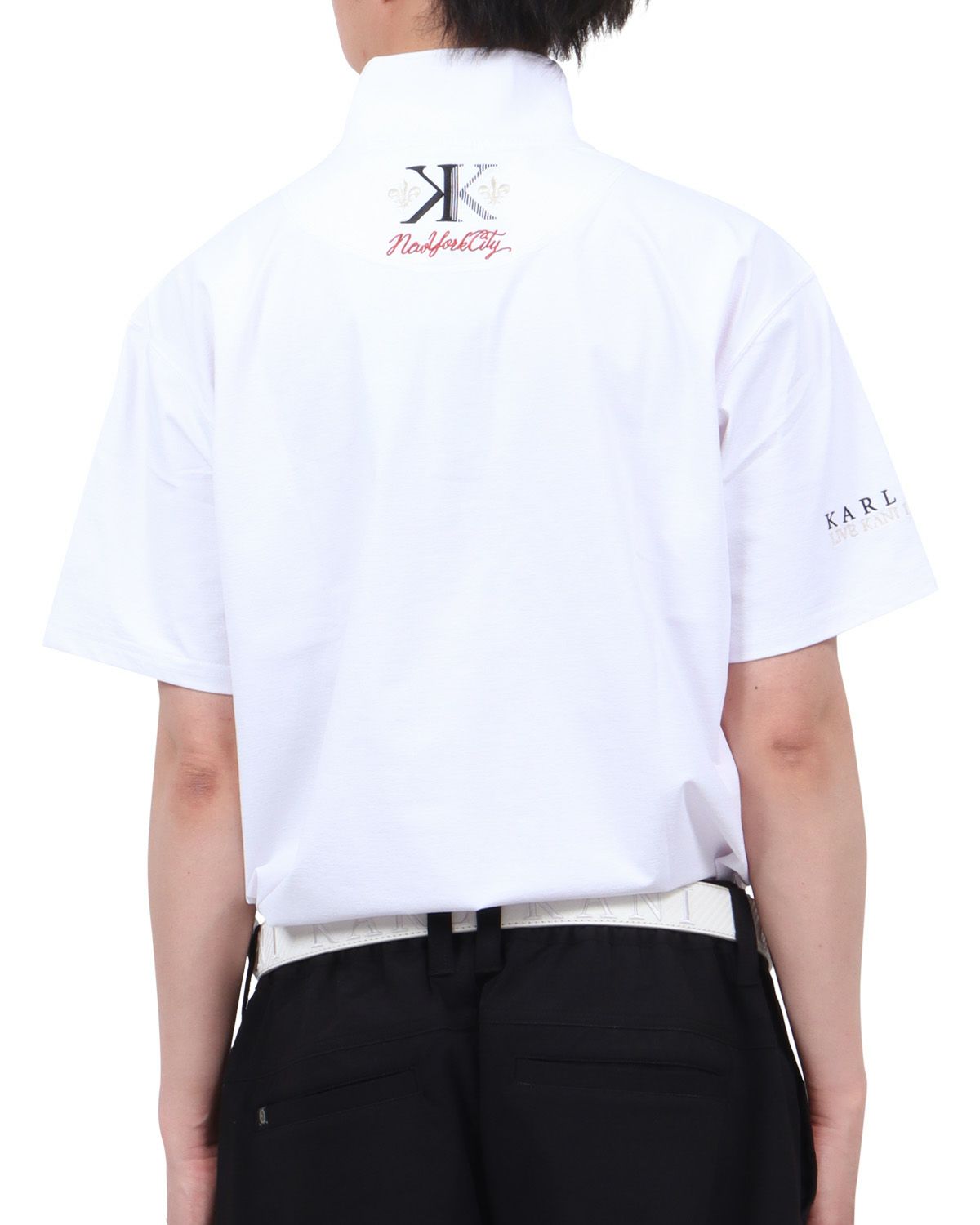 ホワイト：174cm62kg(Lサイズ着用)