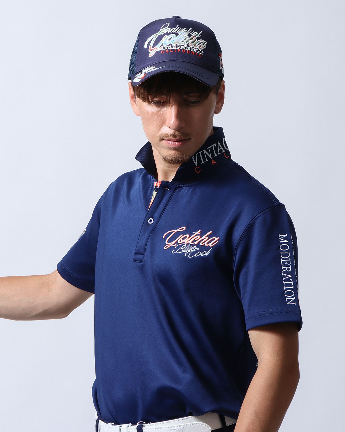 ネイビー：180cm/70kg(Lサイズ着用)