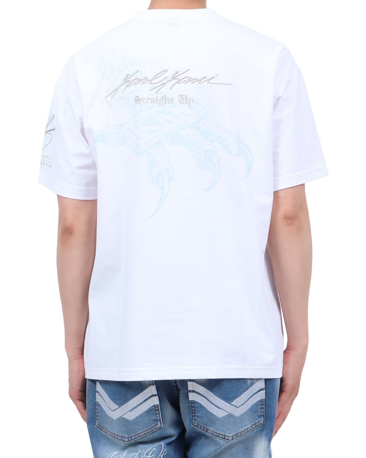 ホワイト：174cm62kg(Lサイズ着用)