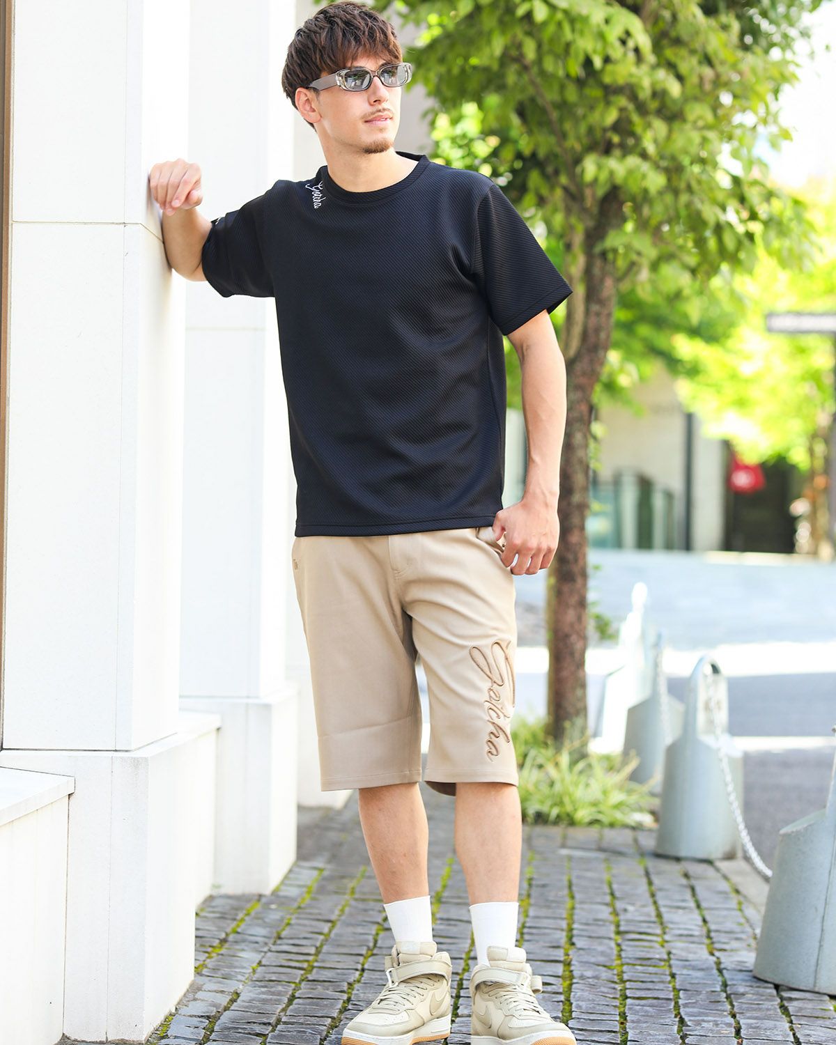 ベージュ：180cm/70kg(Lサイズ着用)