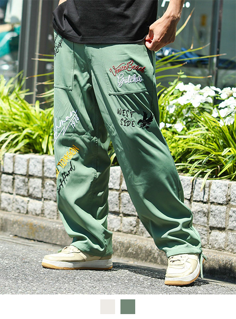 新品 ガッチャゴルフ ストレッチ 撥水 ロングパンツ リーフ柄 グリーン XL 新品 ガッチャゴルフ ストレッチ 撥水 ロングパンツ リーフ柄