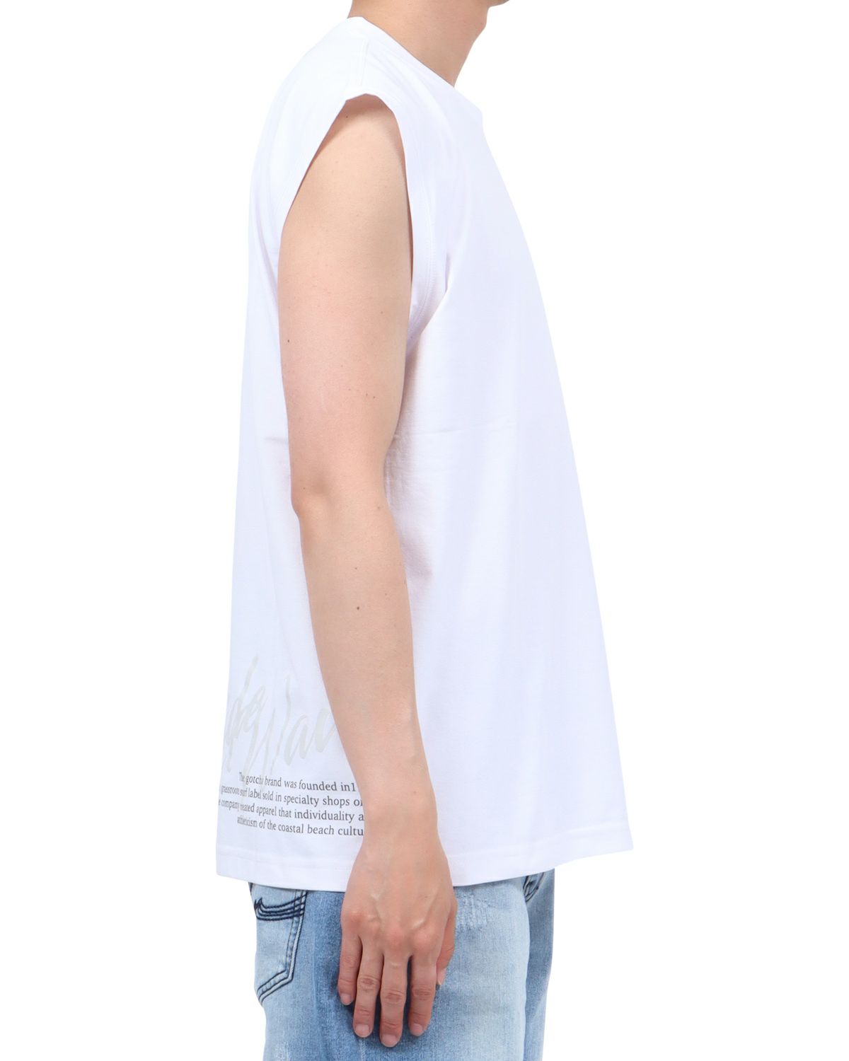 ホワイト：174cm62kg(Lサイズ着用)