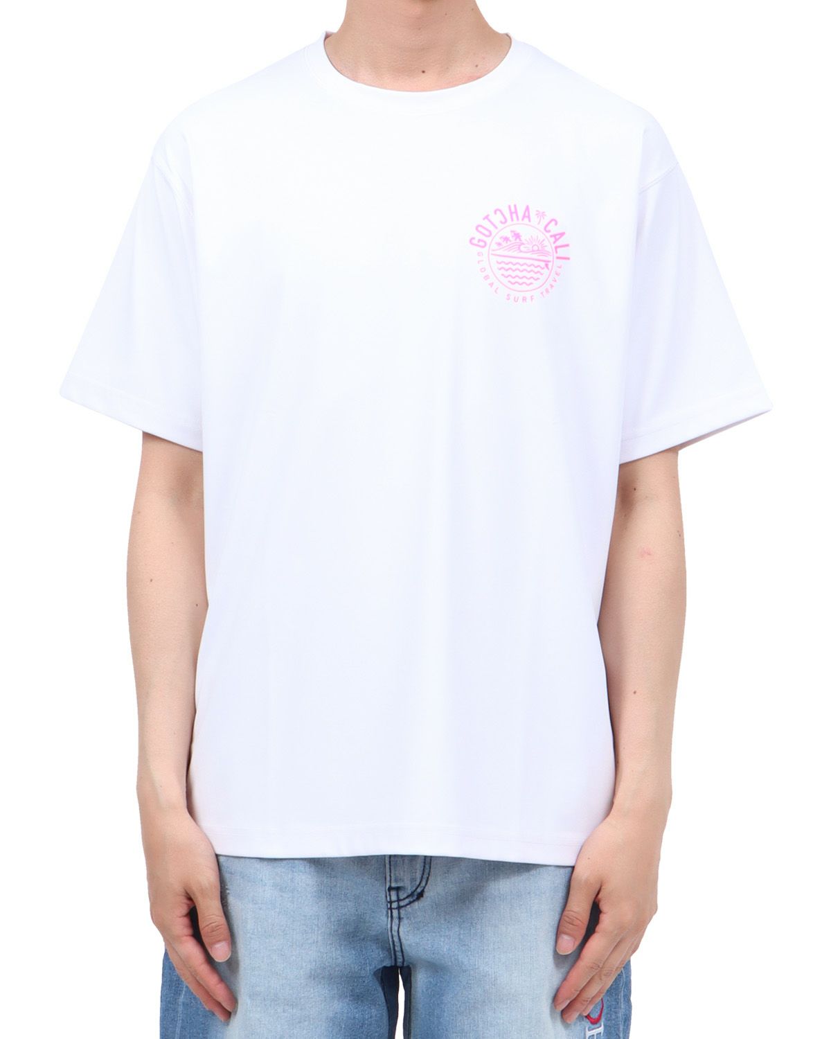 ホワイト：174cm62kg(Lサイズ着用)