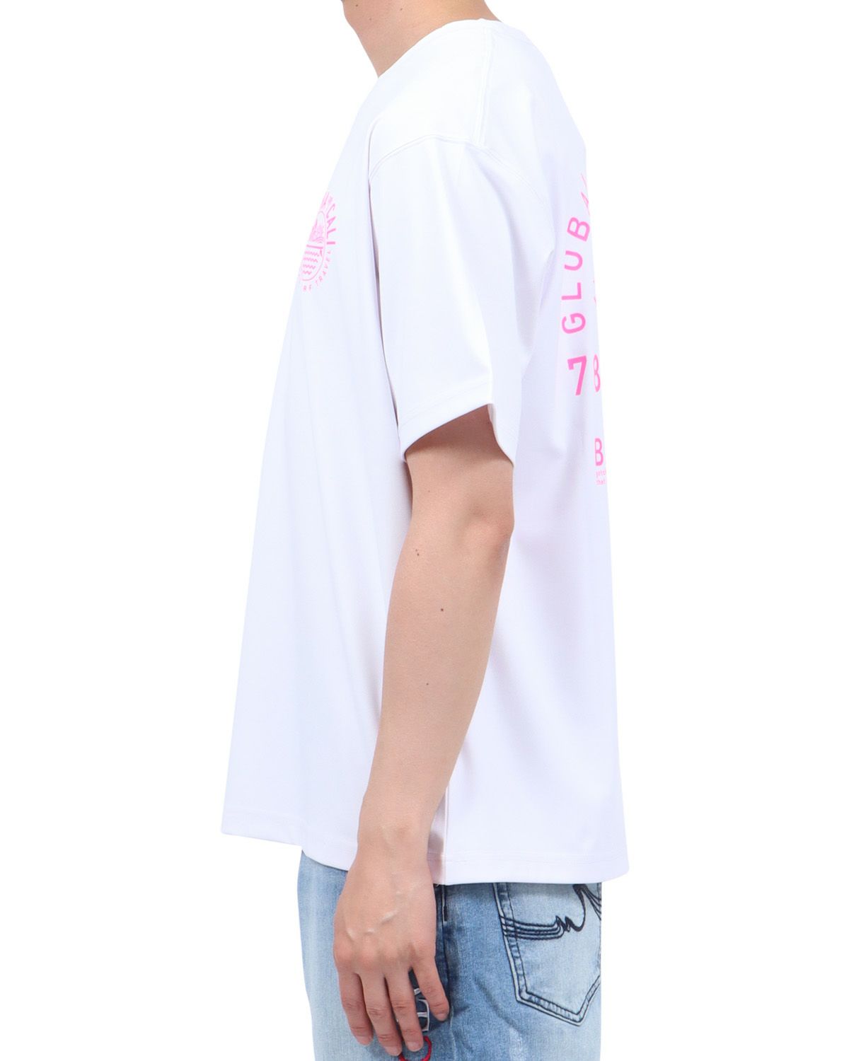 ホワイト：174cm62kg(Lサイズ着用)