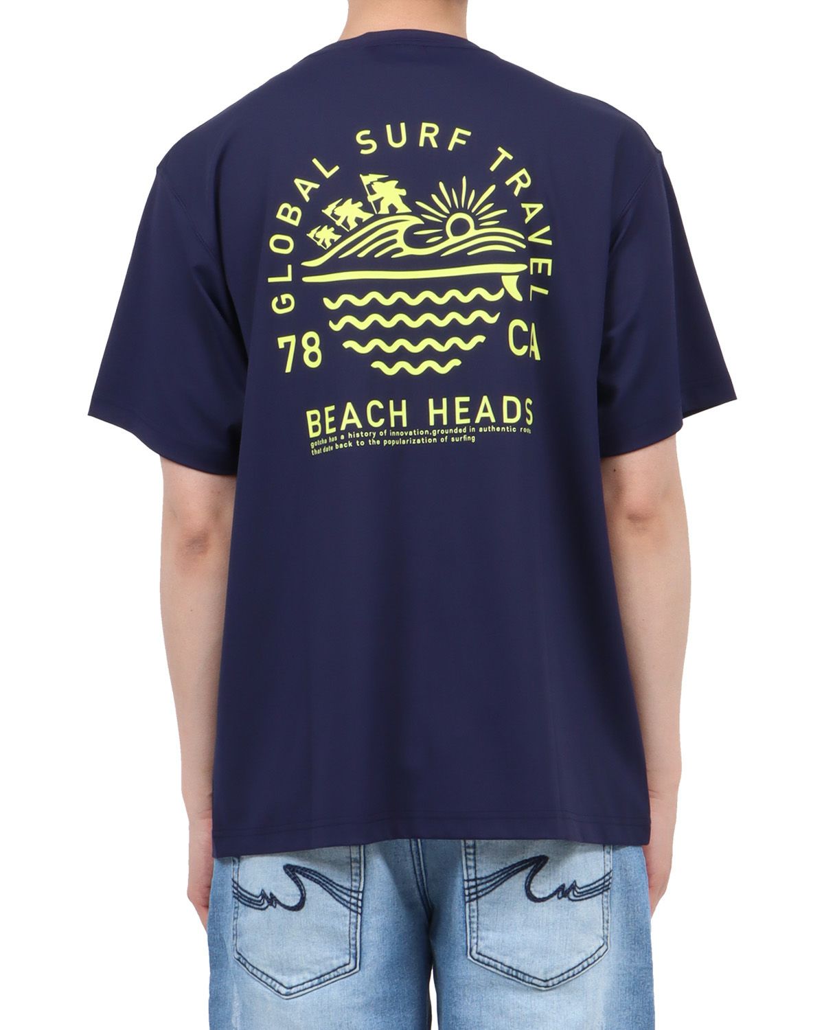 ネイビー：174cm62kg(Lサイズ着用)