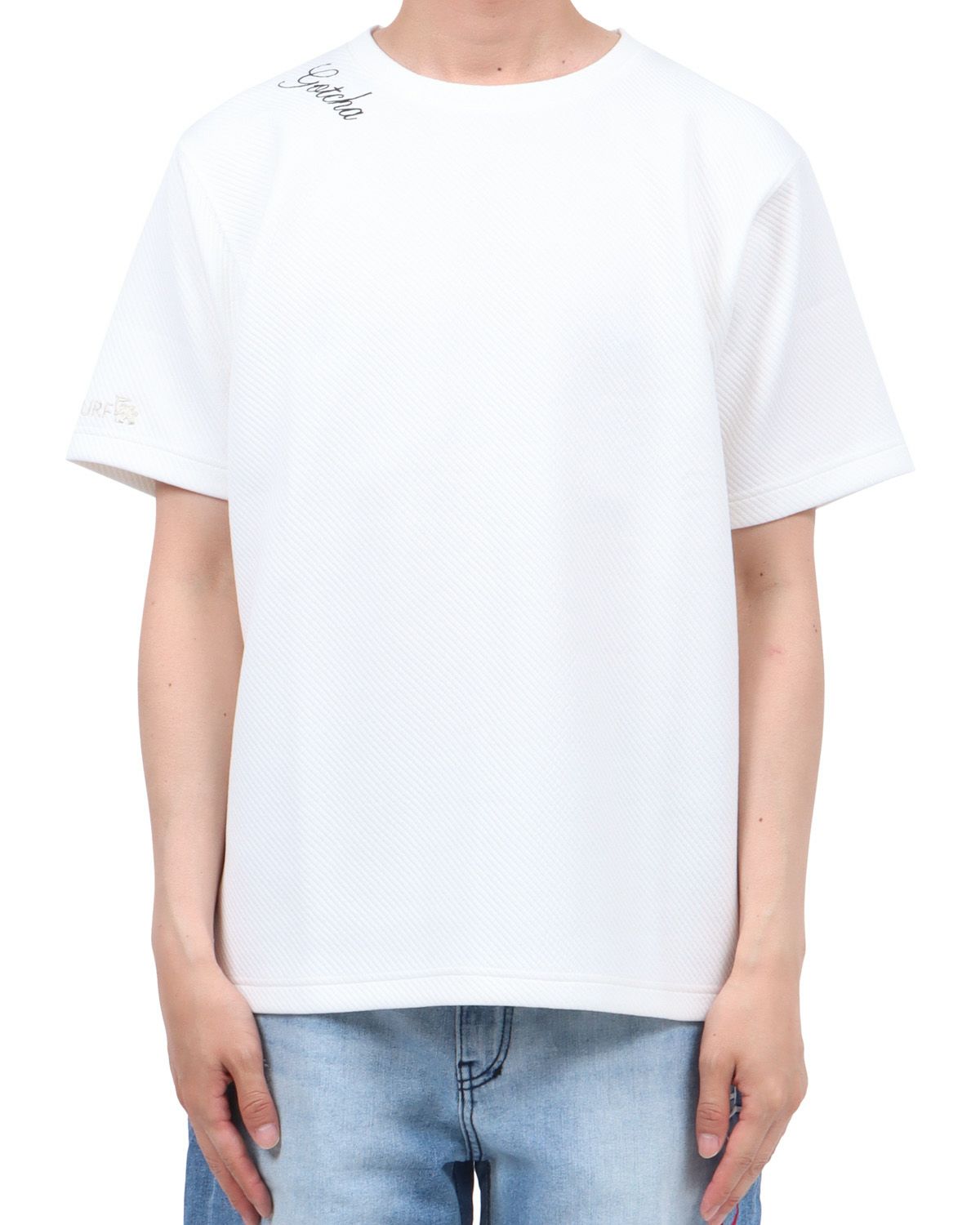 ホワイト：174cm62kg(Lサイズ着用)