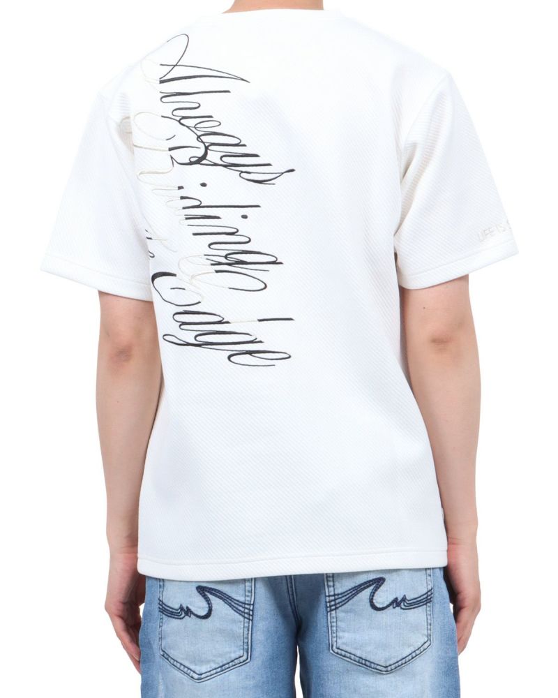 ホワイト：174cm62kg(Lサイズ着用)