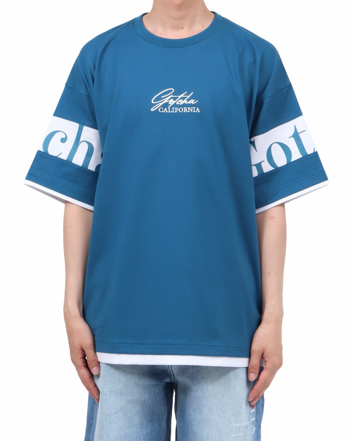 ブルー：174cm62kg(Lサイズ着用)