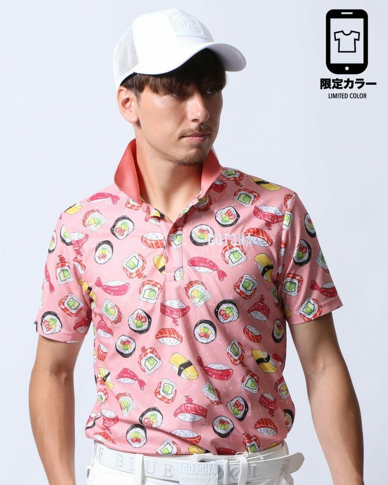 GOTCHA GOLF] ドライ UVカット 寿司 総柄 ポロシャツ | PEET