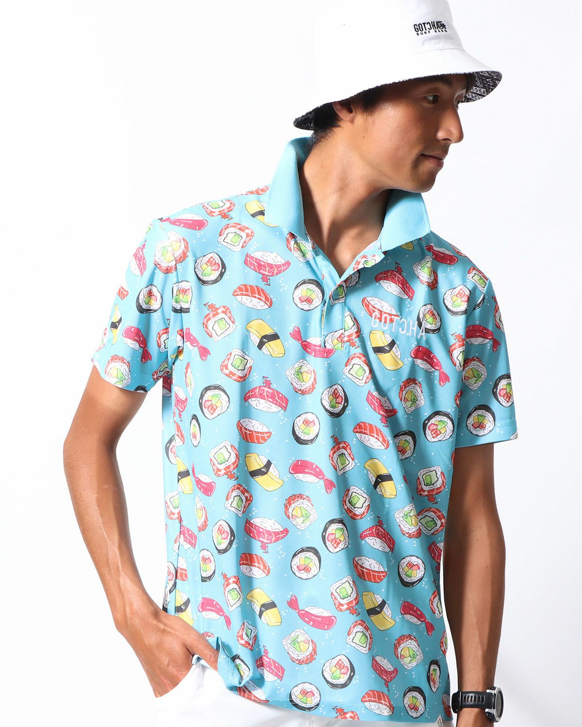 ブルー:178cm68kg(Lサイズ着用)