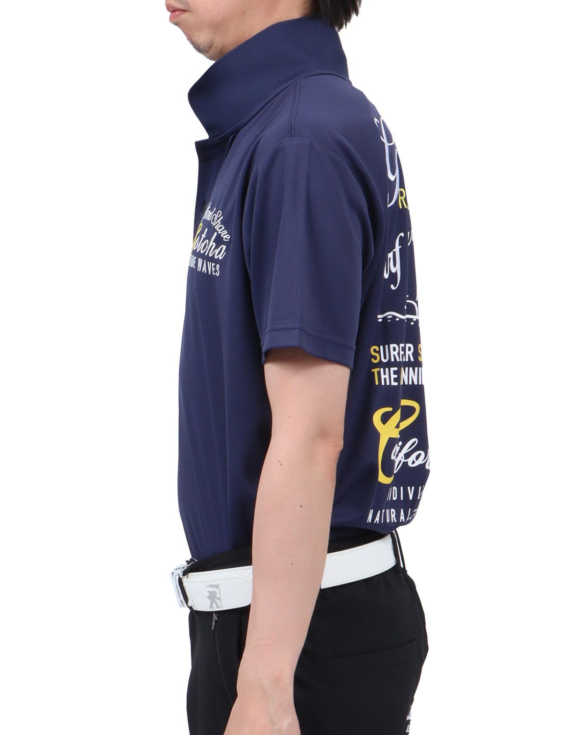 ネイビー：174cm62kg(Lサイズ着用)