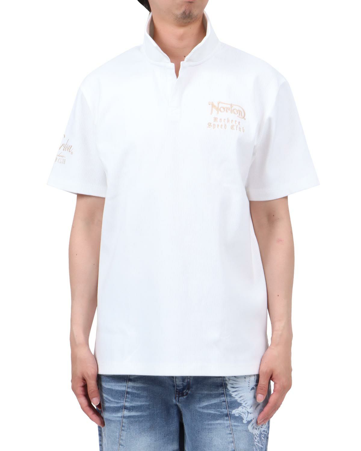 ホワイト：174cm62kg(Lサイズ着用)