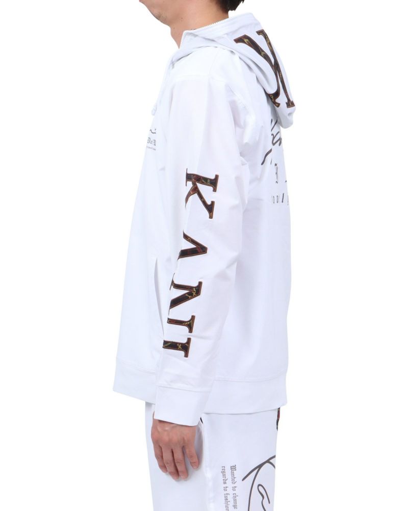 ホワイト：174cm62kg(Lサイズ着用)