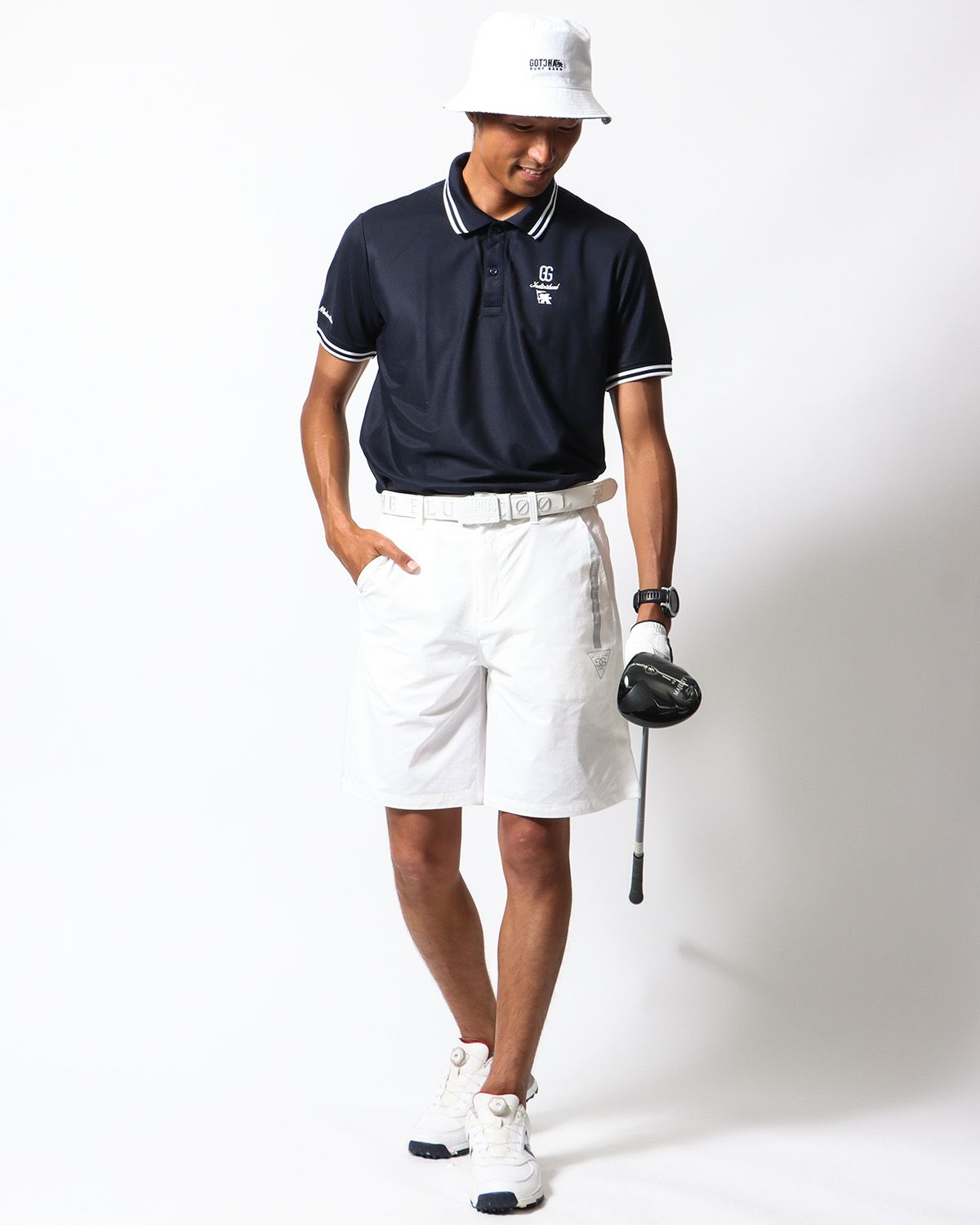 ホワイト：178cm/68kg(Lサイズ着用)