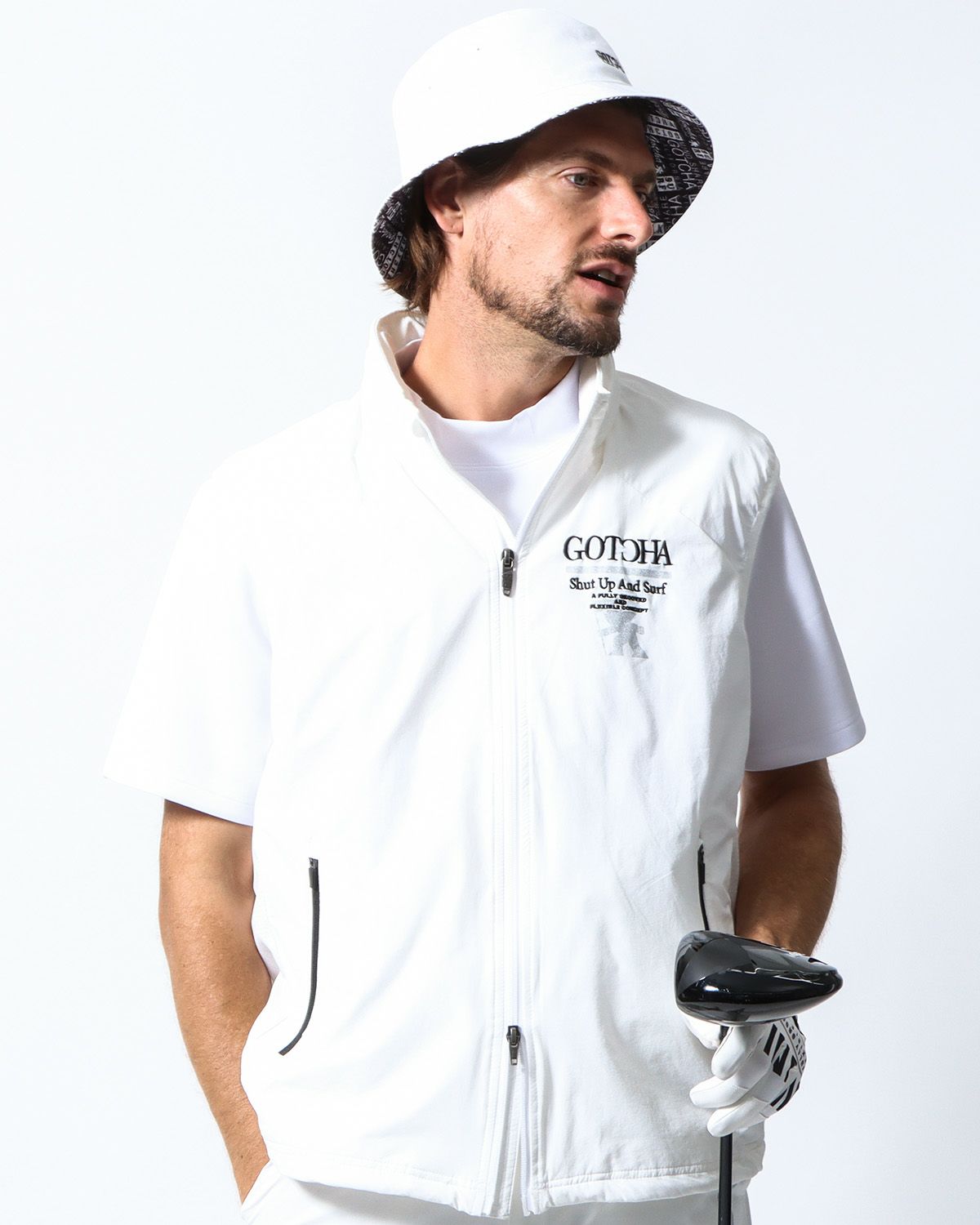 ホワイト：183cm/70kg(Lサイズ着用)