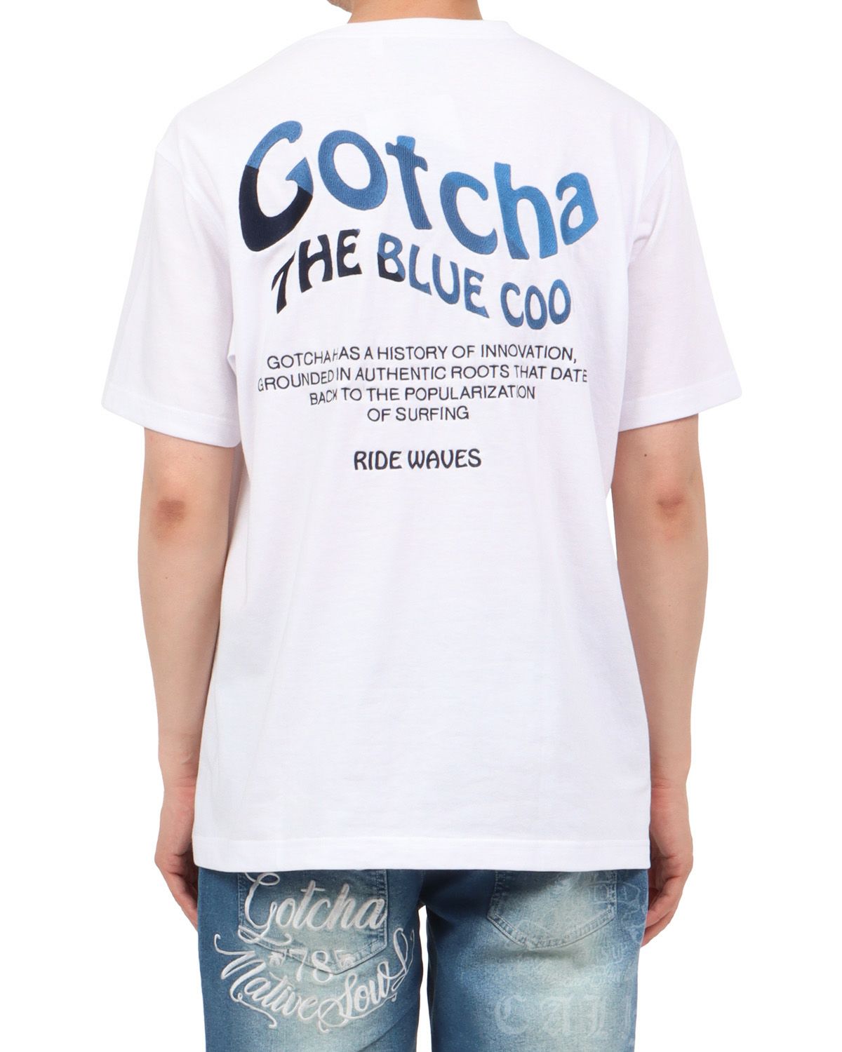 ホワイト：174cm62kg(Lサイズ着用)