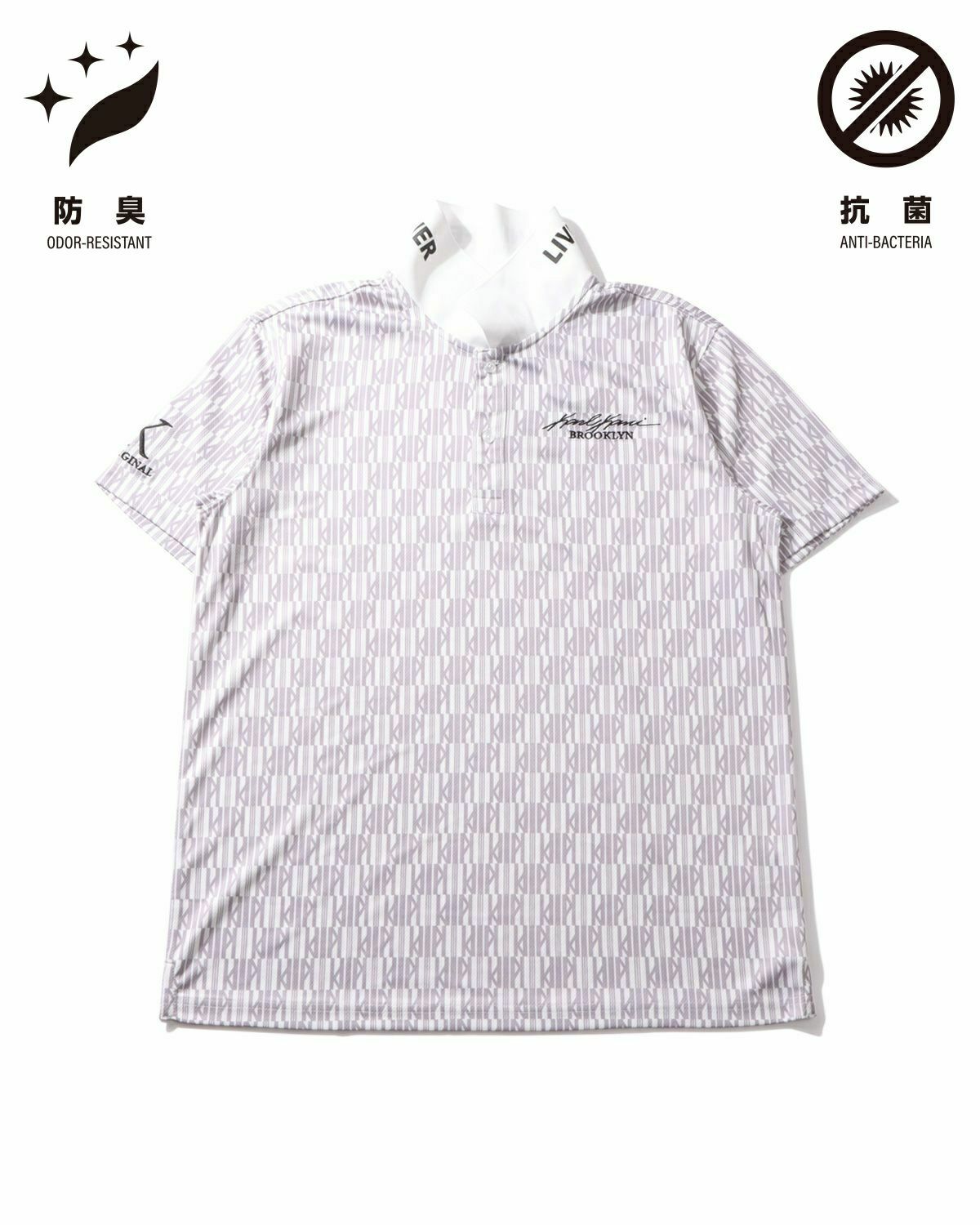 Karl Kani GOLF カールカナイゴルフ 総柄 モックネック シャツ Karl Kani GOLF] 抗菌防臭 総柄 モックネック Tシャツ | PEET ONLINE STORE