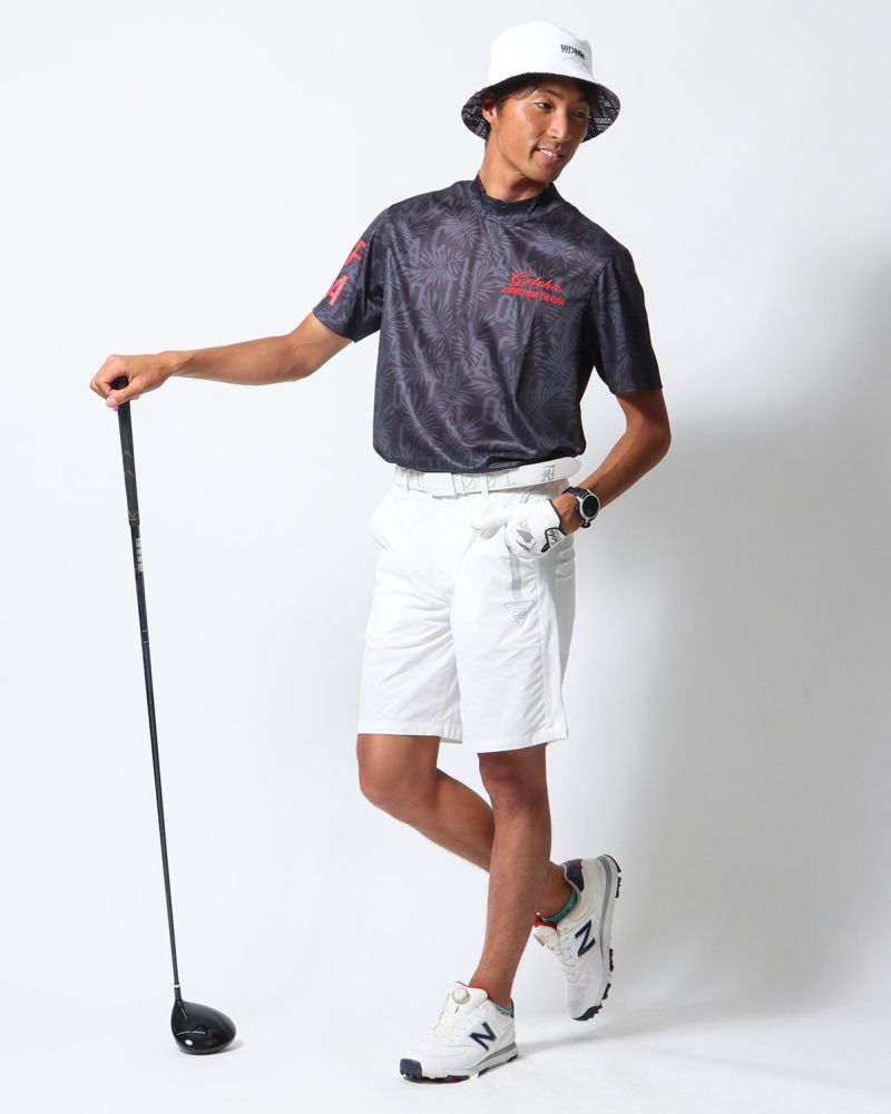 GOTCHA GOLF] デオドラント リーフ 総柄 モックネック Tシャツ