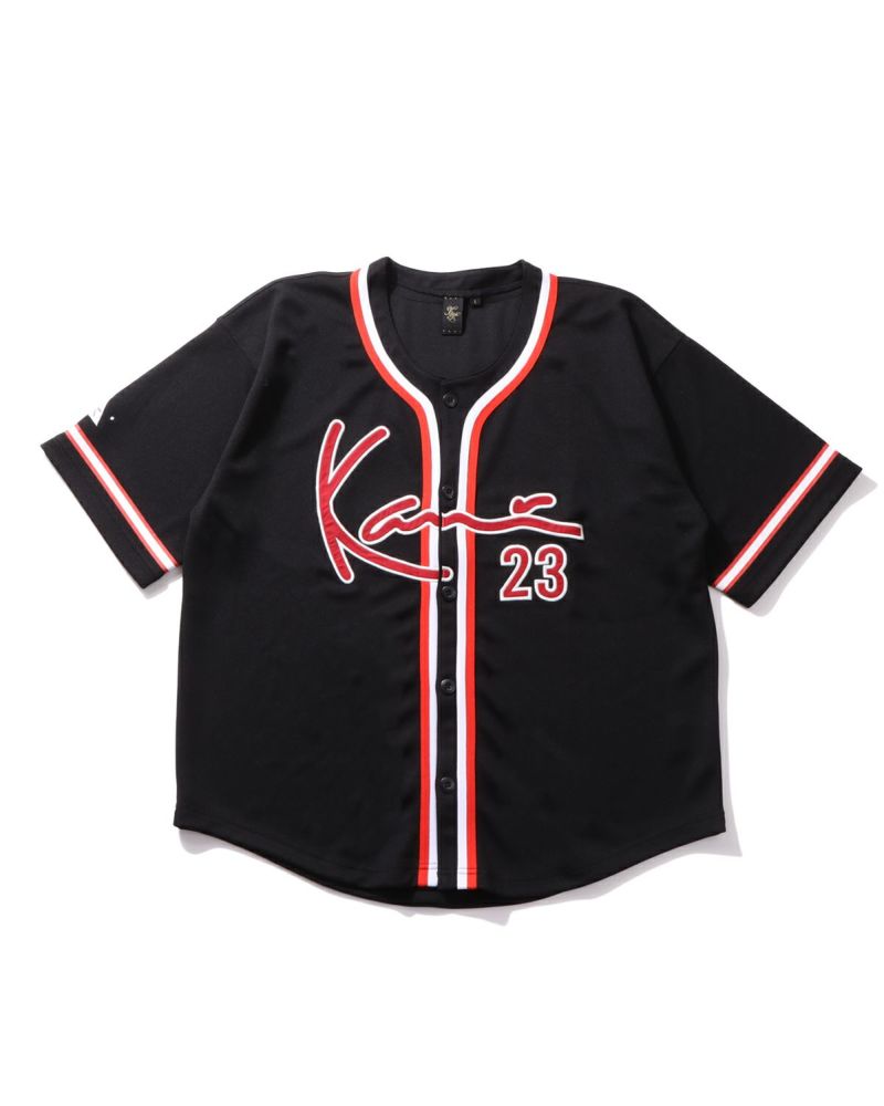90s KARL KANI Nylon Pullover Baseball Shirt 紺 L カール